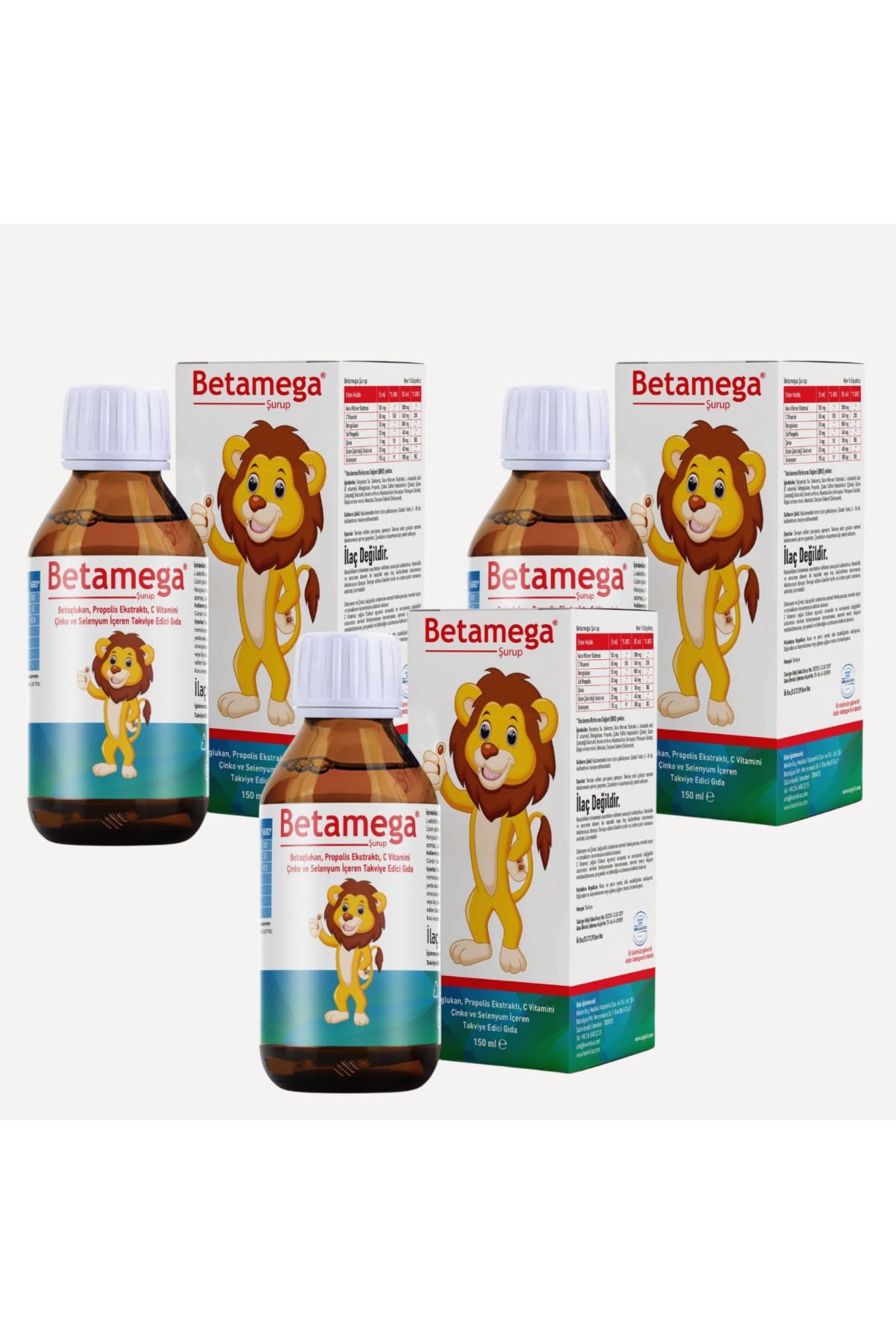 BETAMEGA Şurup 3'lü - Beta-glukan, Propolis, C Vitamini, Çinko Ve Selenyum Içeren Şurup - 150 ml