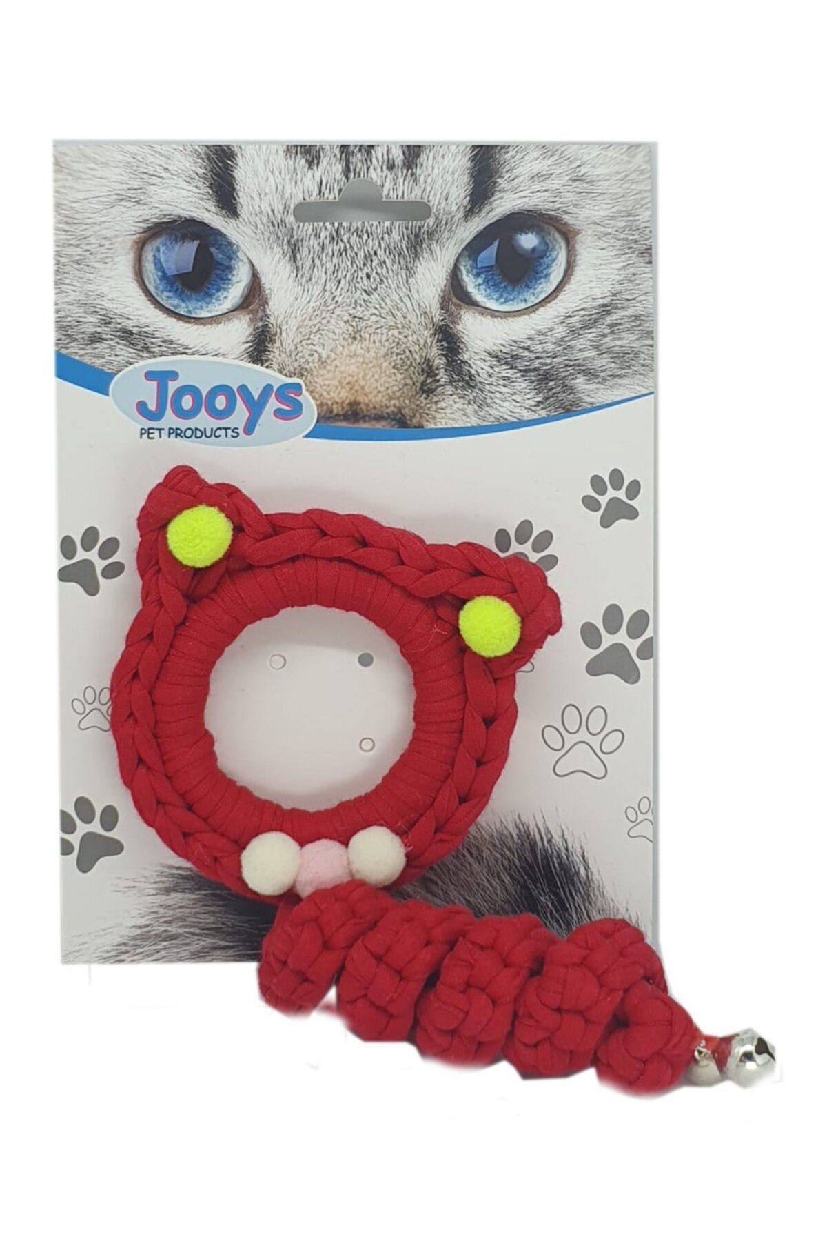 deryame Zilli Kedi Örgü İpi 15 cm Kırmızı