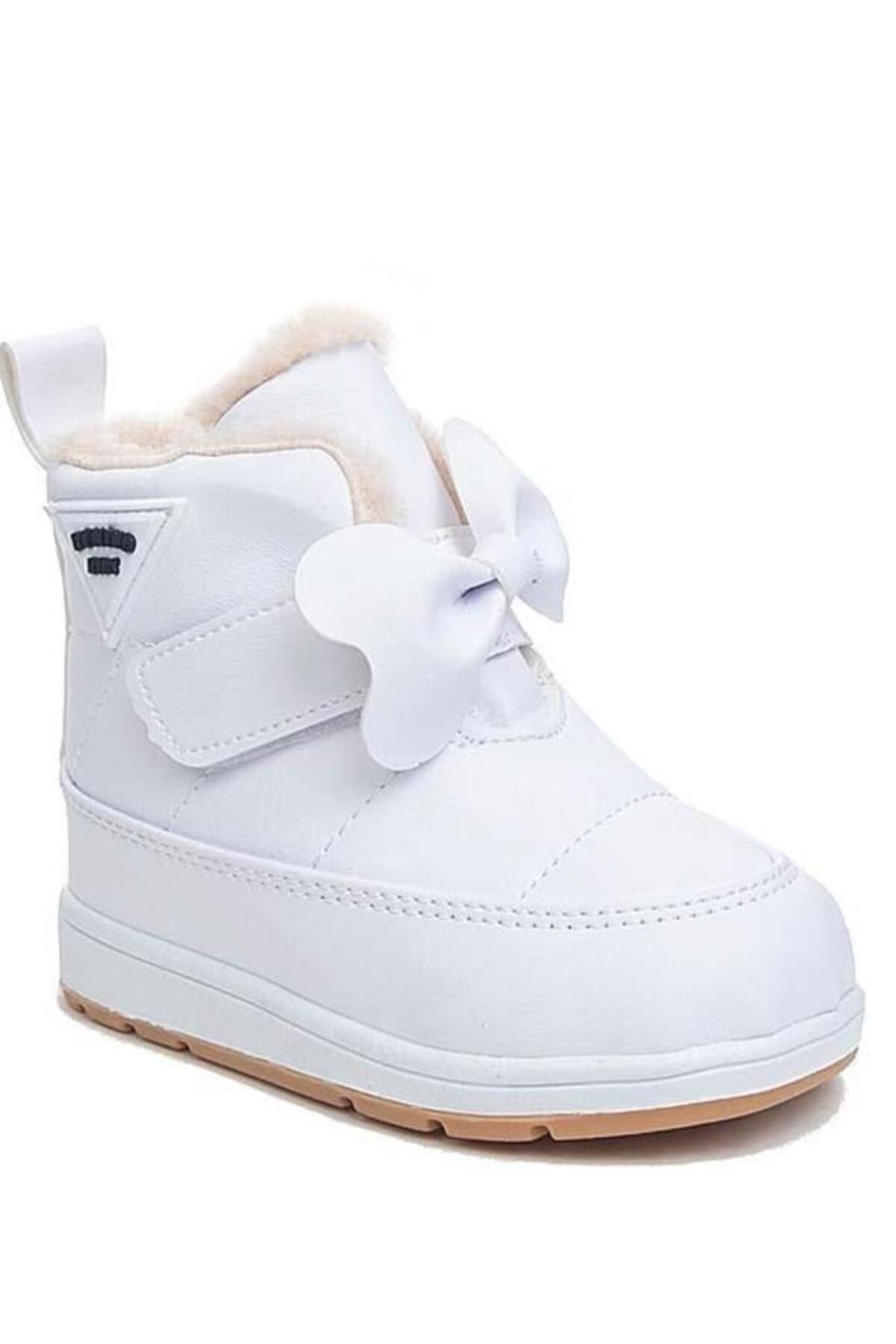 Oksit-Rmd 341 Tape Ribbon Detailed Furry Girls Baby Boots 2