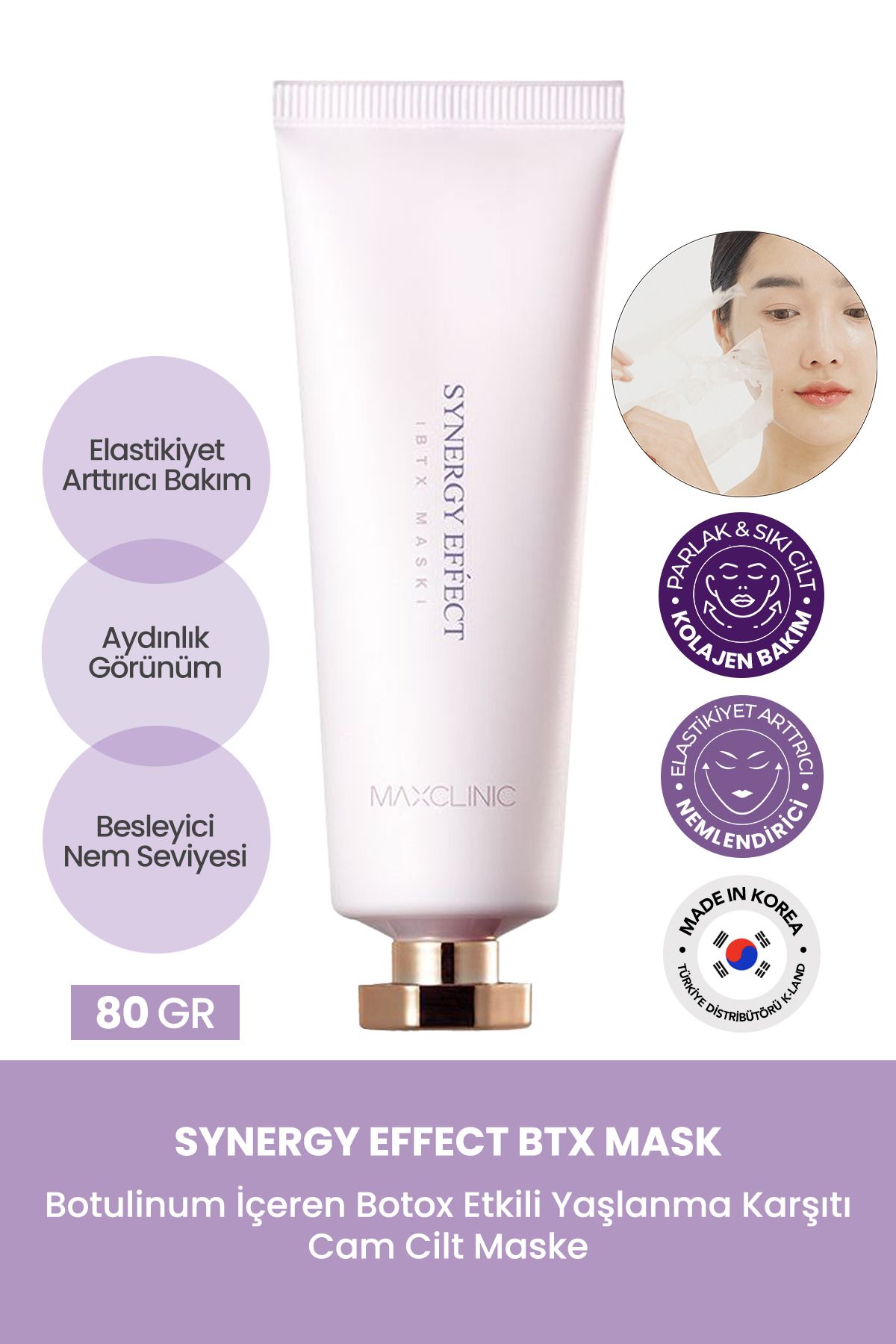 Soyulan Cam Cilt Maske Kolajen ve Botalinium Maxclinic BTX Botoks Mask