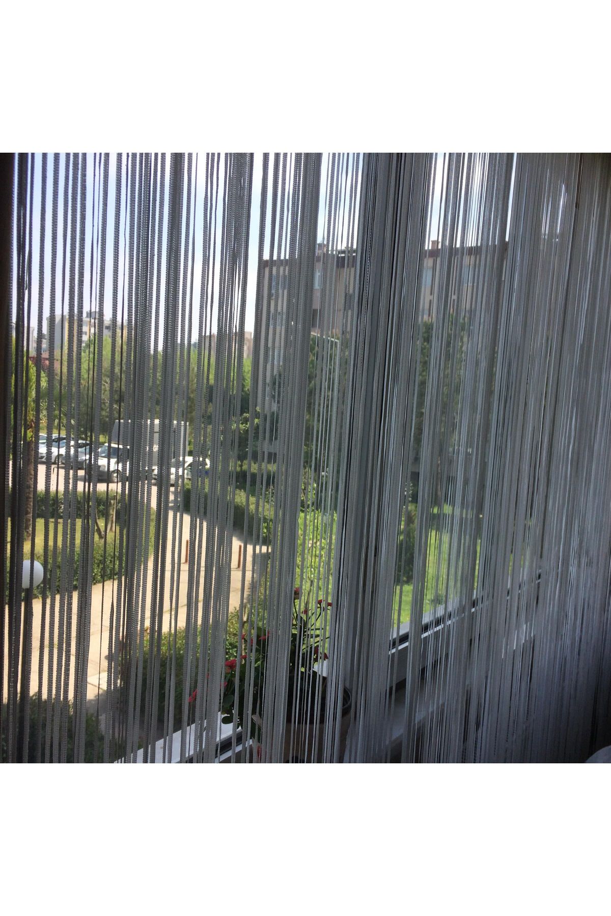 AKÇA TEKSTİL-Rope Model Gray Color Rope Curtain 180 cm Width 280 cm Length 2 mm in Strips Ready String Curtain 4