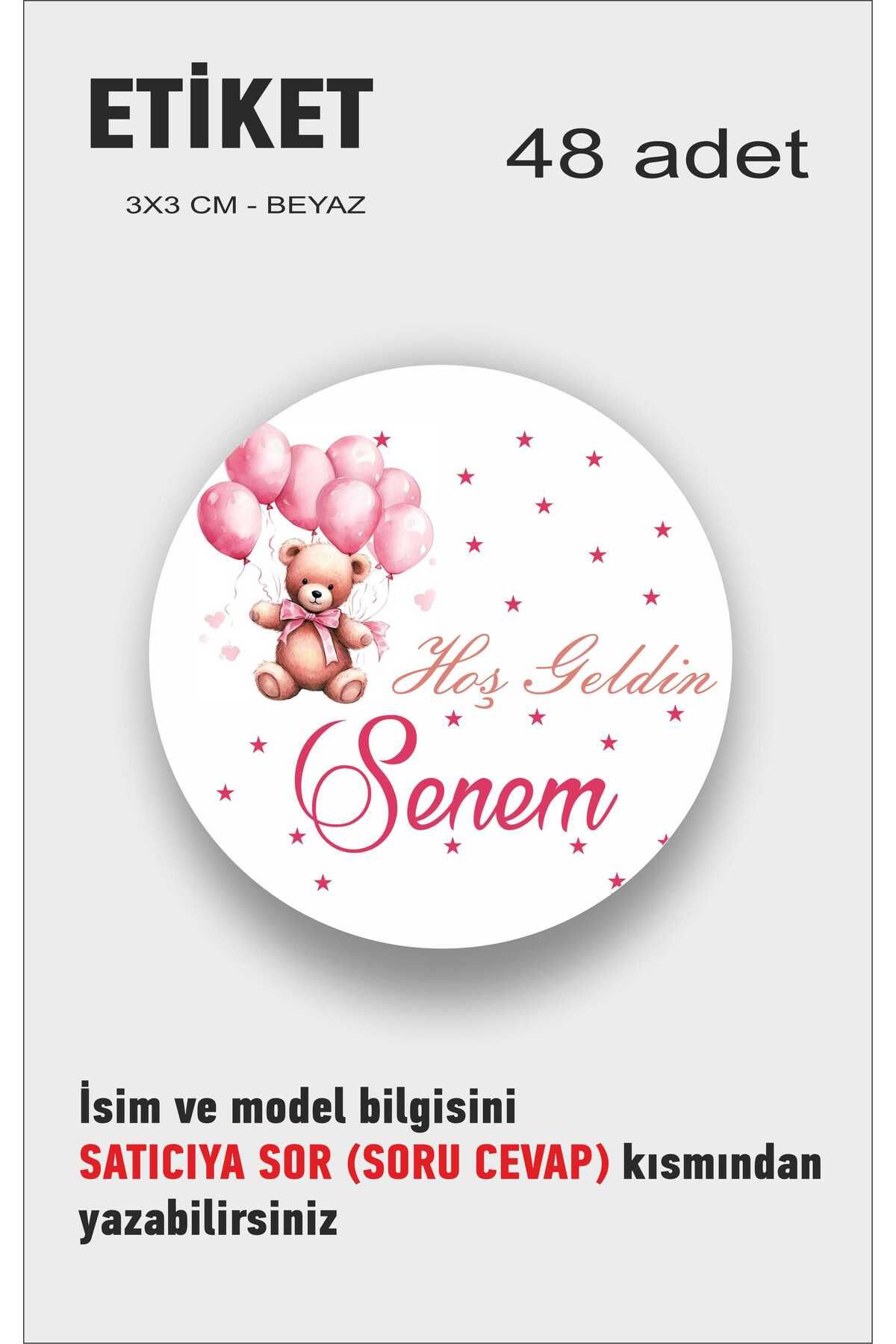 HEDİYE35 İsme Özel Doğum Günü Babyshower Hoşgeldin Bebek Etiketi 3cm 48 Adet Etikett.