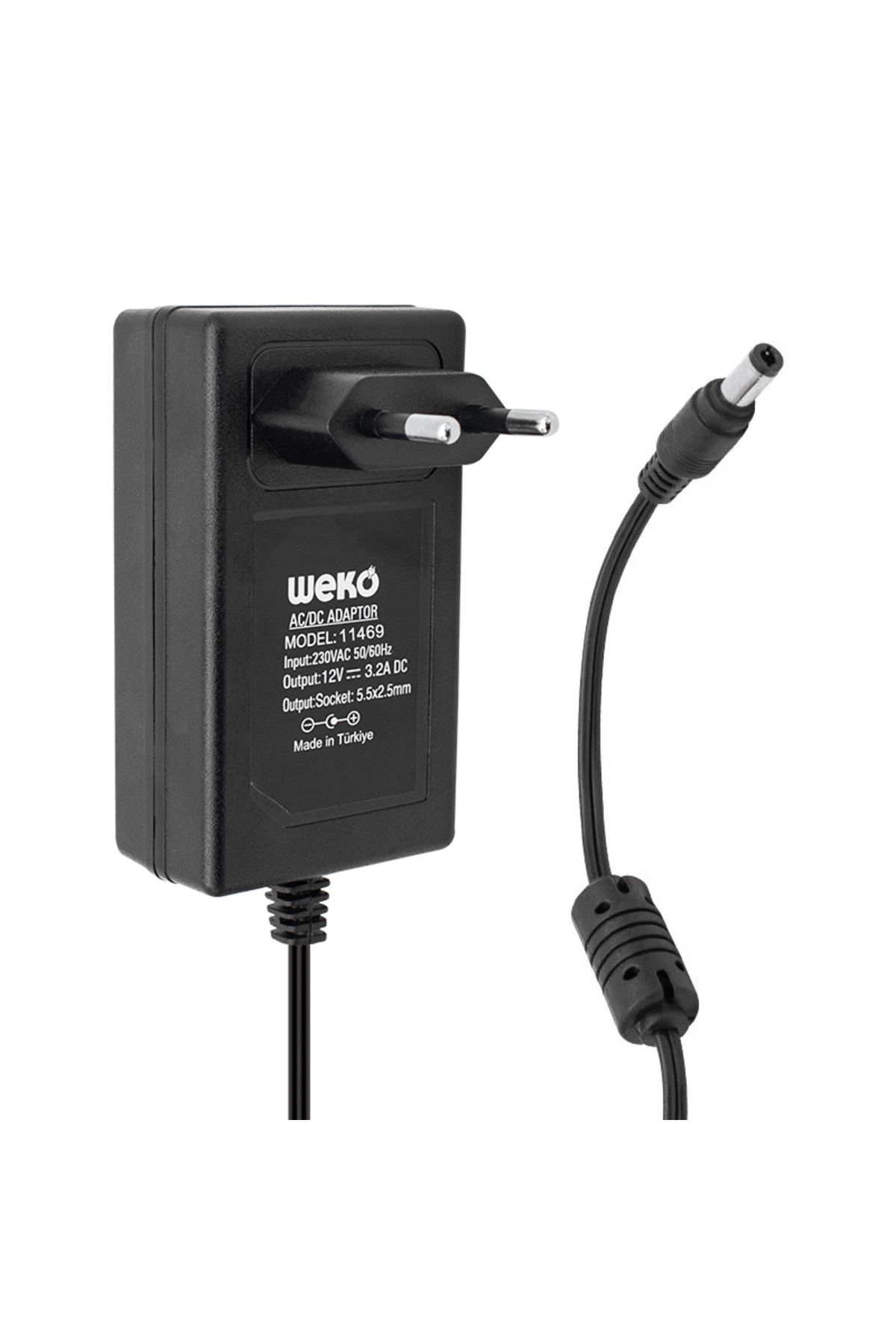 İklimStore 12 VOLT - 3.2 AMPER - 38 WATT 5.5*2.5 UÇLU PLASTİK KASA PRİZ TİP ADAPTÖR KUTULU YERLİ ÜRETİM (5131)