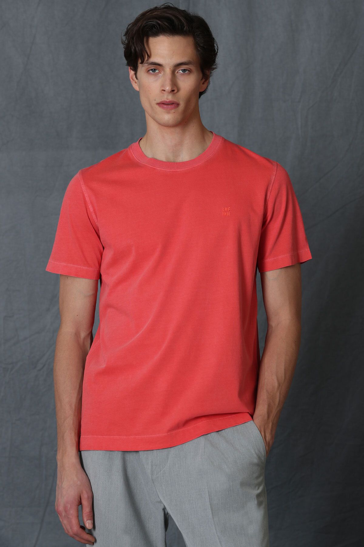 Lufian-Sarder Men's Basic T-Shirt Coral 4