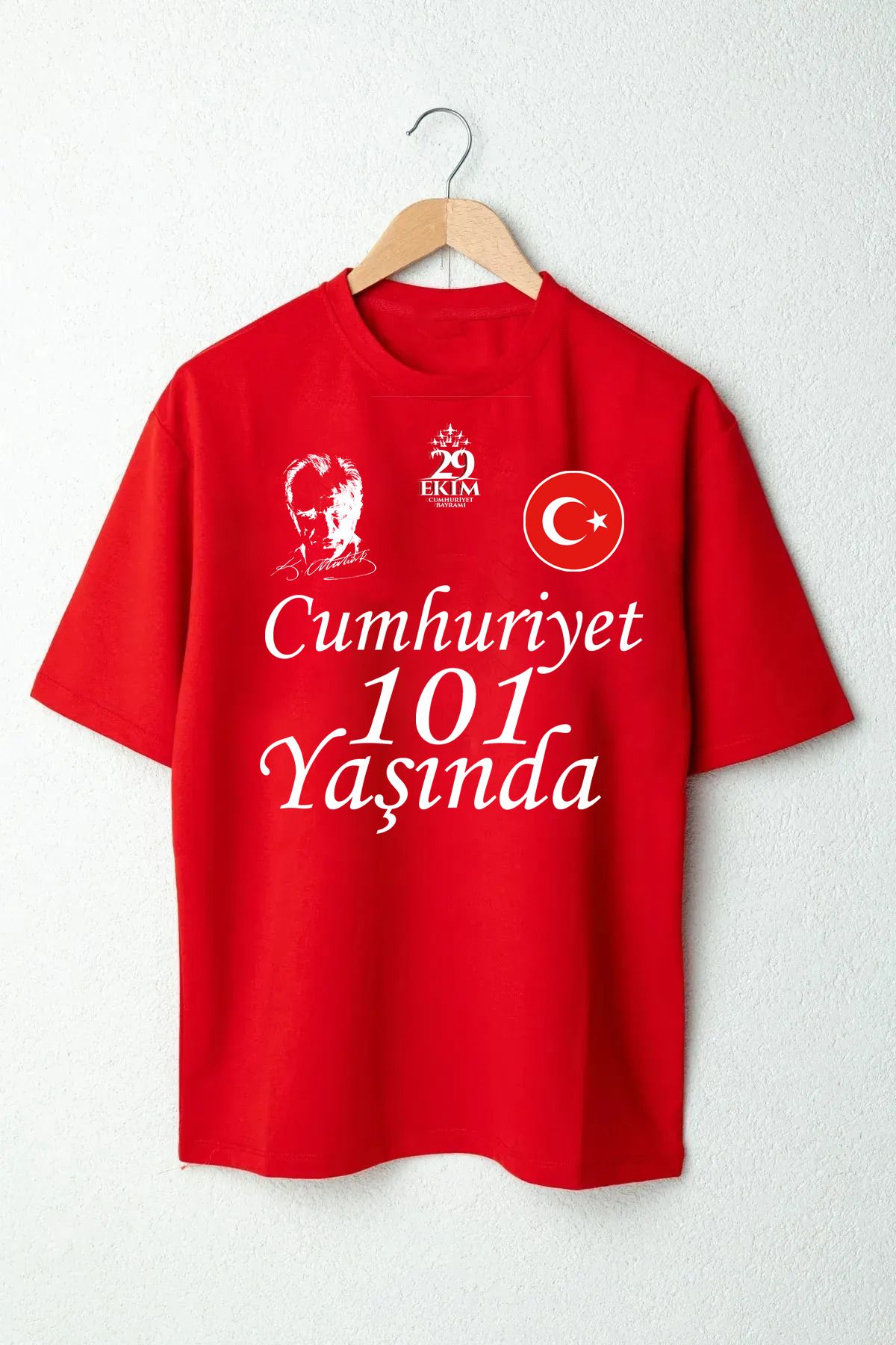 Pisa Art 29 Ekim Cumhuriyet Bayramı 101. Yıl Unisex Çocuk Ve Yetişkin Özel Tasarım T-shirt