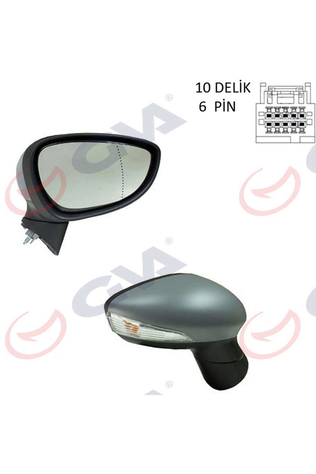 GVA-Exterior Retrovisor Left Fiesta 12 Electric Heated with Signal Lined Asferik 6 Plugs Vm-6326Ehpa Glstd 1