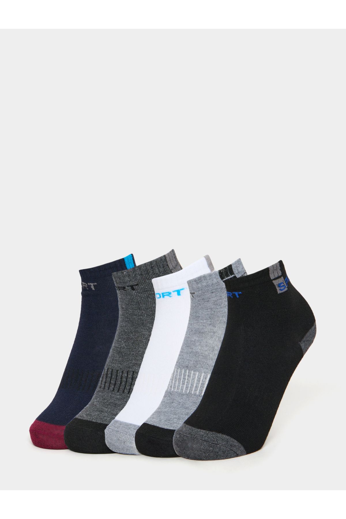 Styli-Pack of 5 - Contrast Print Quarter Socks 1