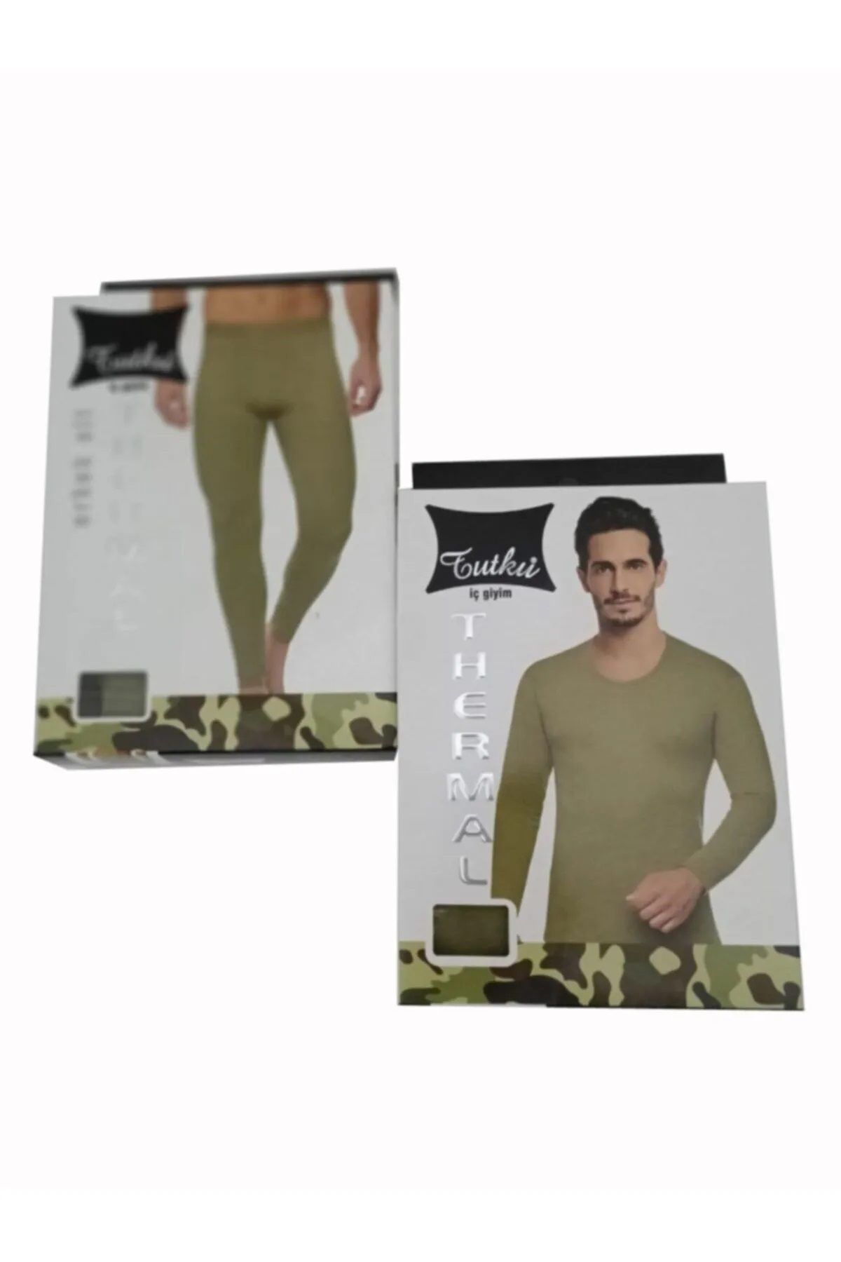 Tutku-Khaki Soldier Green Thermal Bottom Top Undershirt Set 2