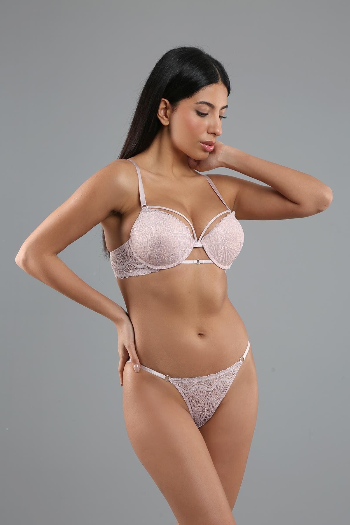 C&City-Padded Bra Panty Set C14023 Pink 1