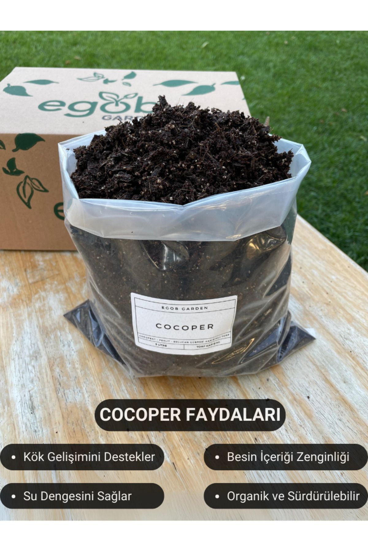 EGOB GARDEN Cocoper 10 Litre Cocopeat - Perlit - Solucan Gübresi Karışımlı Özel Torf