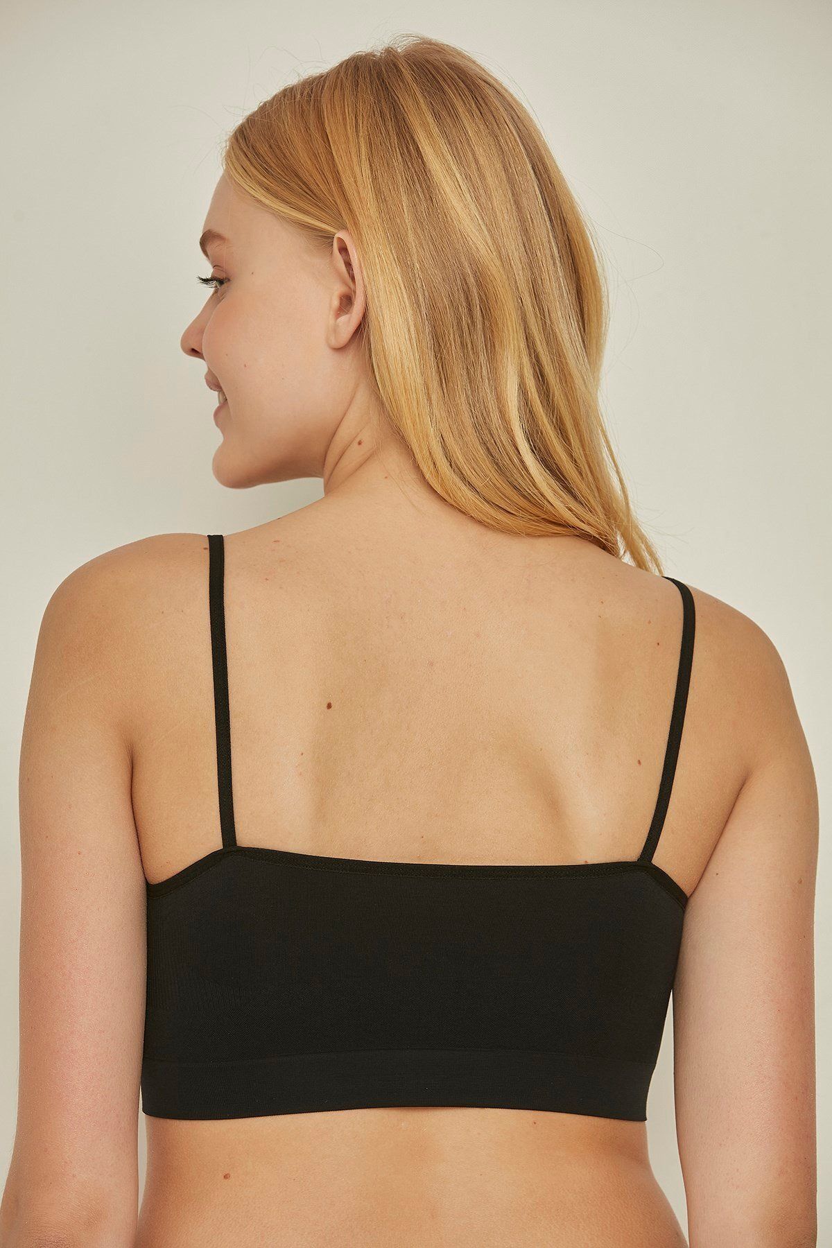 C&City-C14003 Nahtloses Bustier mit dünnen Trägern Schwarz 3