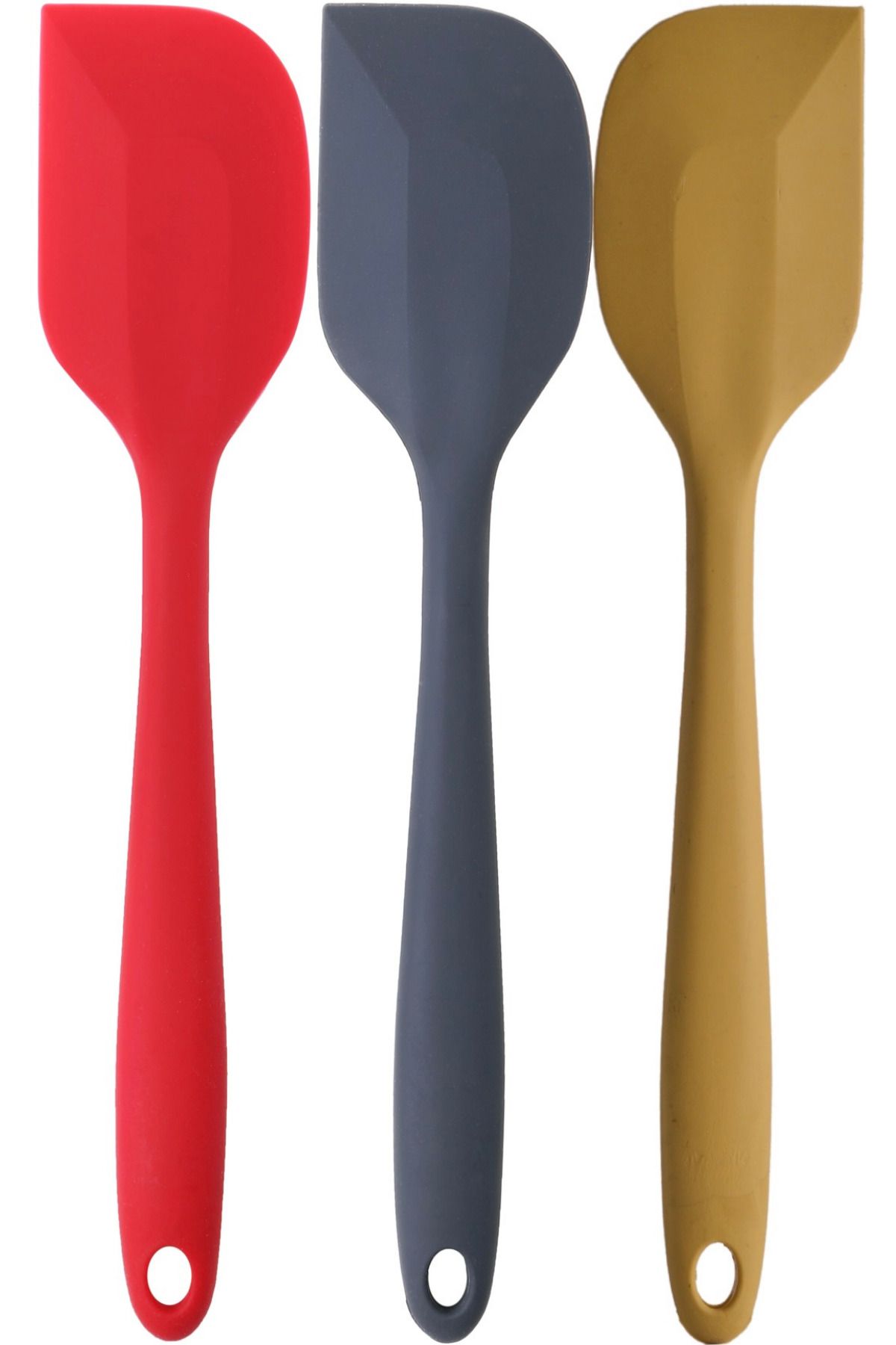 Kitchen Design Lab Silikon Yassı Spatula Büyük Boy Yanmaz Set 3 Parça - Antrasit - Kırmızı - Sarı Spatula Set 3 Renk