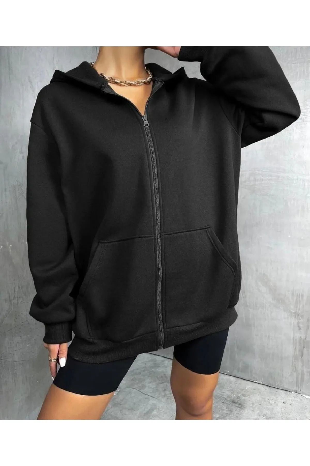 Relax family xf-Winter Black SweatsHirt - Hooded and Zippered Cardigan 4