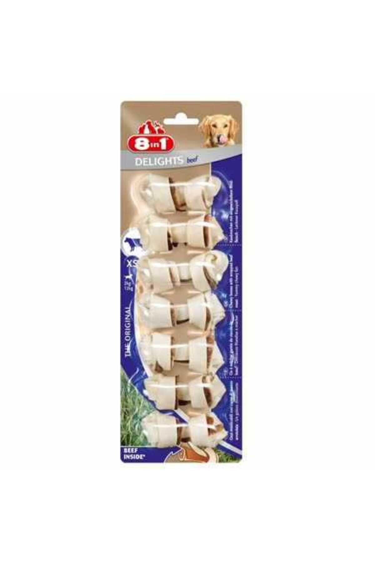 8in1 Delights Bones Biftekli Köpekler Için Ağız Bakım Kemiği X Small