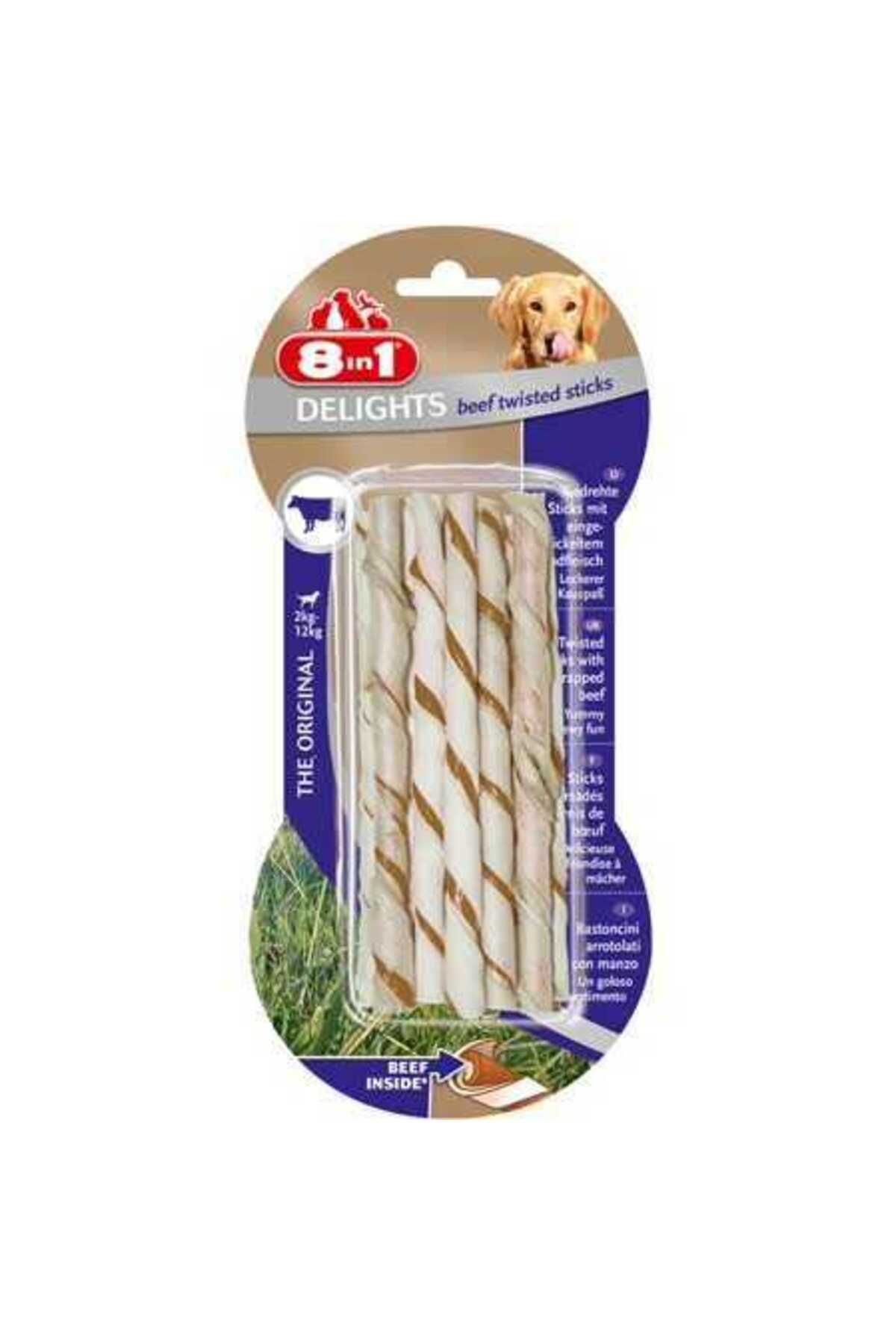 8in1 Delights Bones Biftekli Twested Sticks Burgu Çubuğu Köpek Ödülü 55 gr