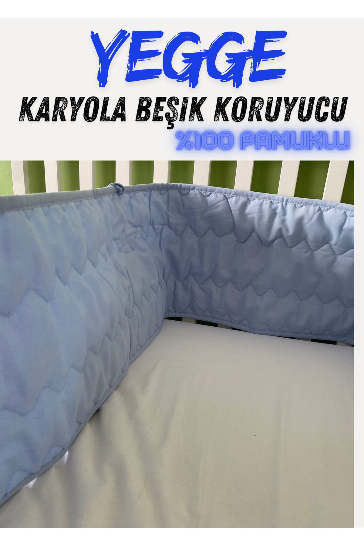 Mavi Beşik Kenarı Karyola Koruyucu Bebek Yatak Kenar Koruyucusu