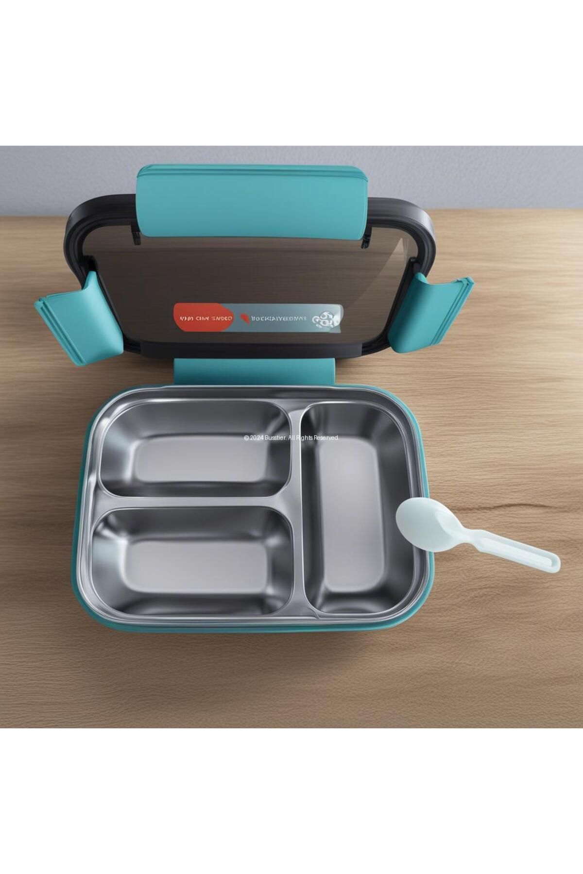 Busstier-Hybrid Bento Box 650ml - Plastic Body, 3-Compartment Stainless Steel, Bpa Free, Multi-Purpose Lunch Box 2348 3