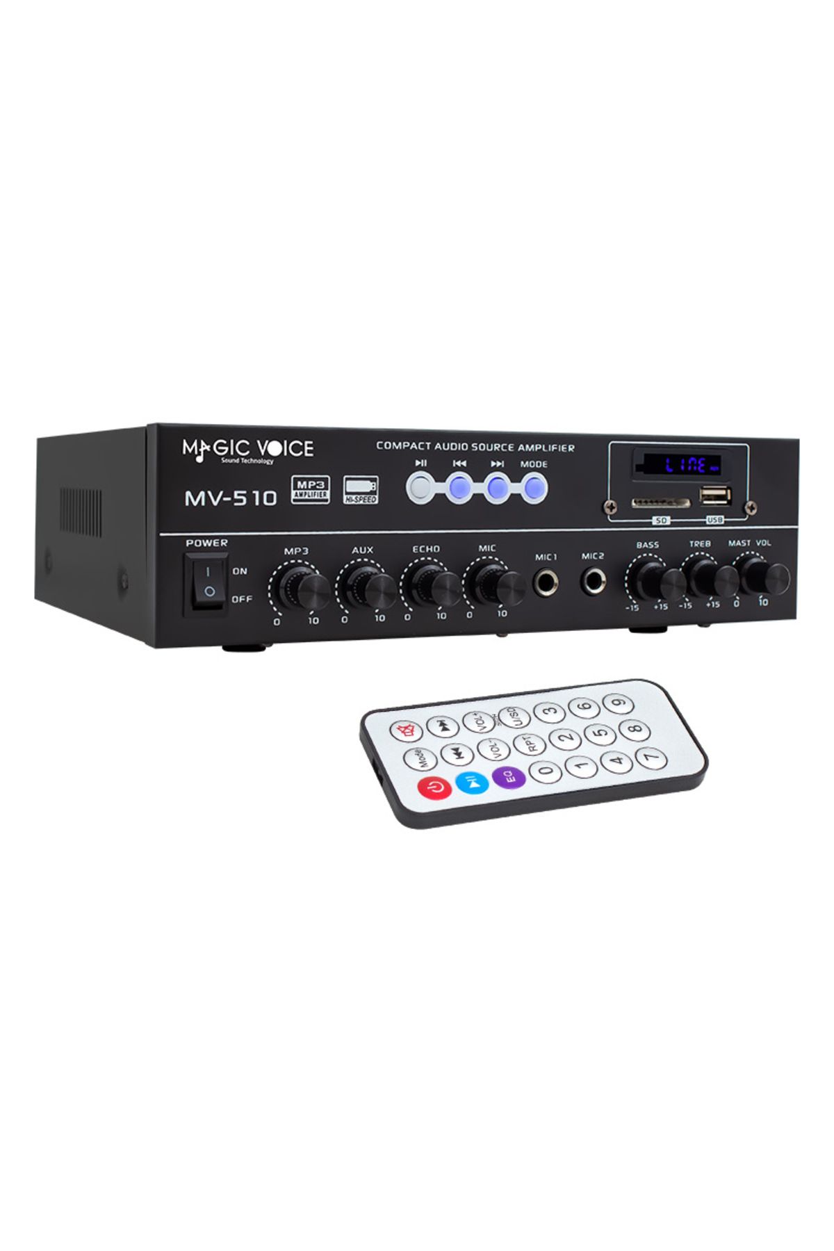 Genel Markalar At35ın Mv-510 50 Watt Usb/sd/bluetooth 2 Mik.,eco Lu 2sd 2061*2 Li Ukli Girişli Hat Trafolu