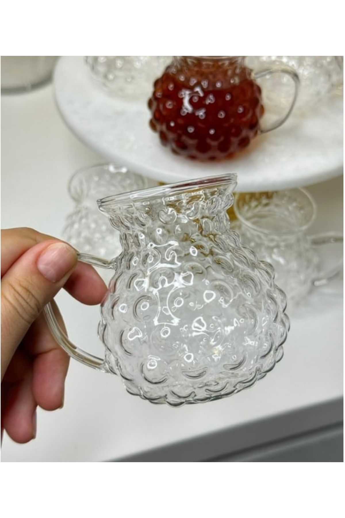 PEGA HOME-6 Person Borosilicate Drop Model Glass Tea Cup / Bead Model Tea Cup / Pinterest Cup 4