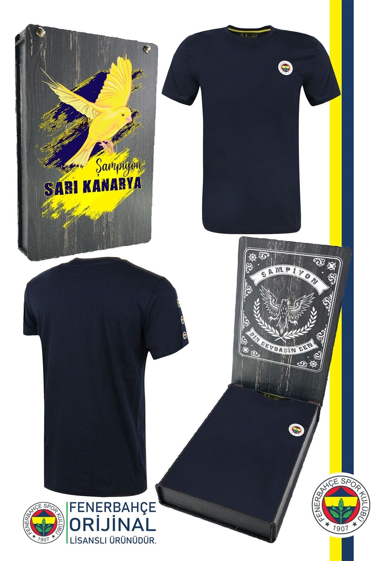 Fenerbahçe-Tricou de bază cu gâtul rotund cu licență originală cu cutie de lemn 1