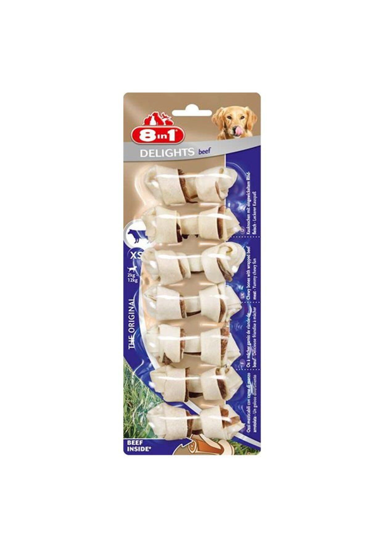Furlo 8 in 1 Delights Beef Bones Biftekli Düğümlü Köpek Ödül Kemikleri XS 7 adet (84 g) - Petshopundan