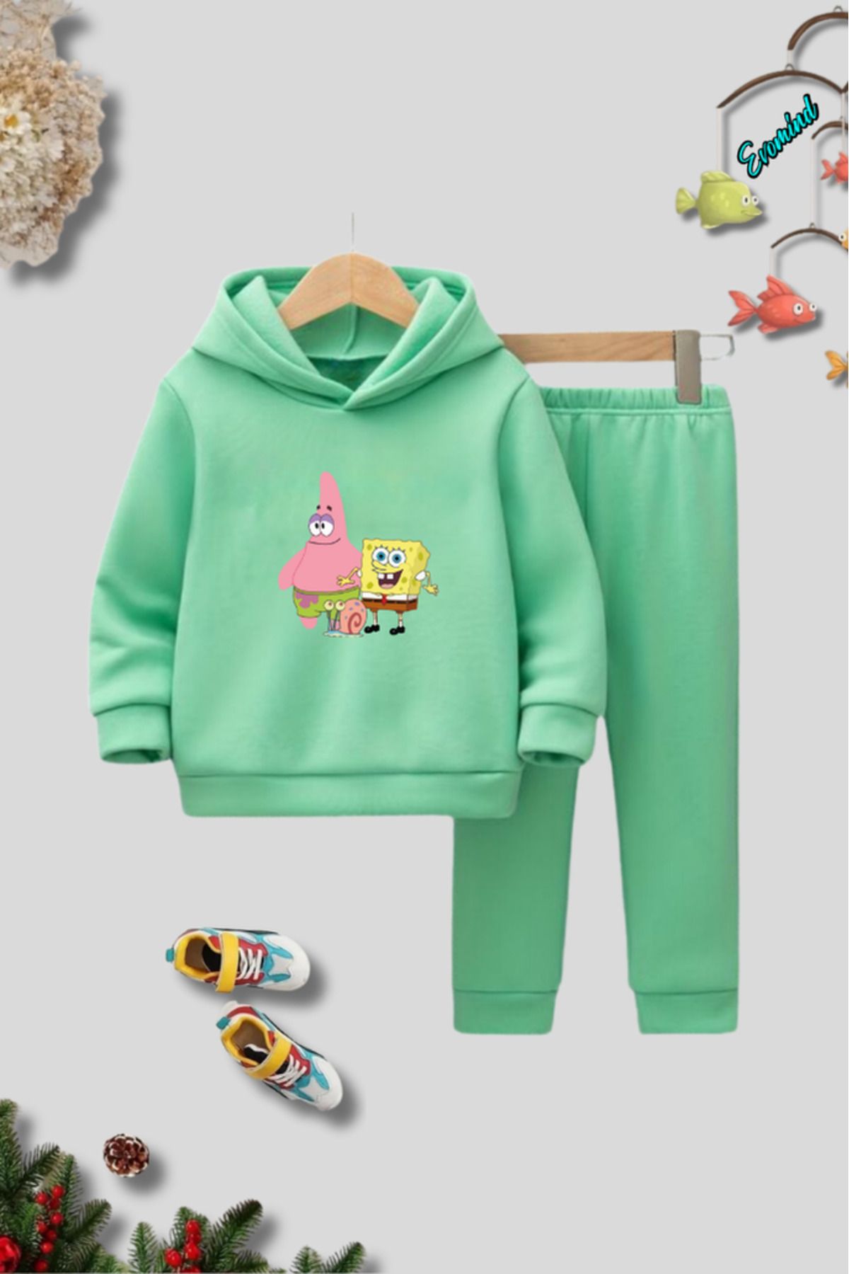 artı4 Set De Trening Pentru Copii Unisex Cu Glugă Cu Imprimeu Spongebob Unisex - 5–6 years