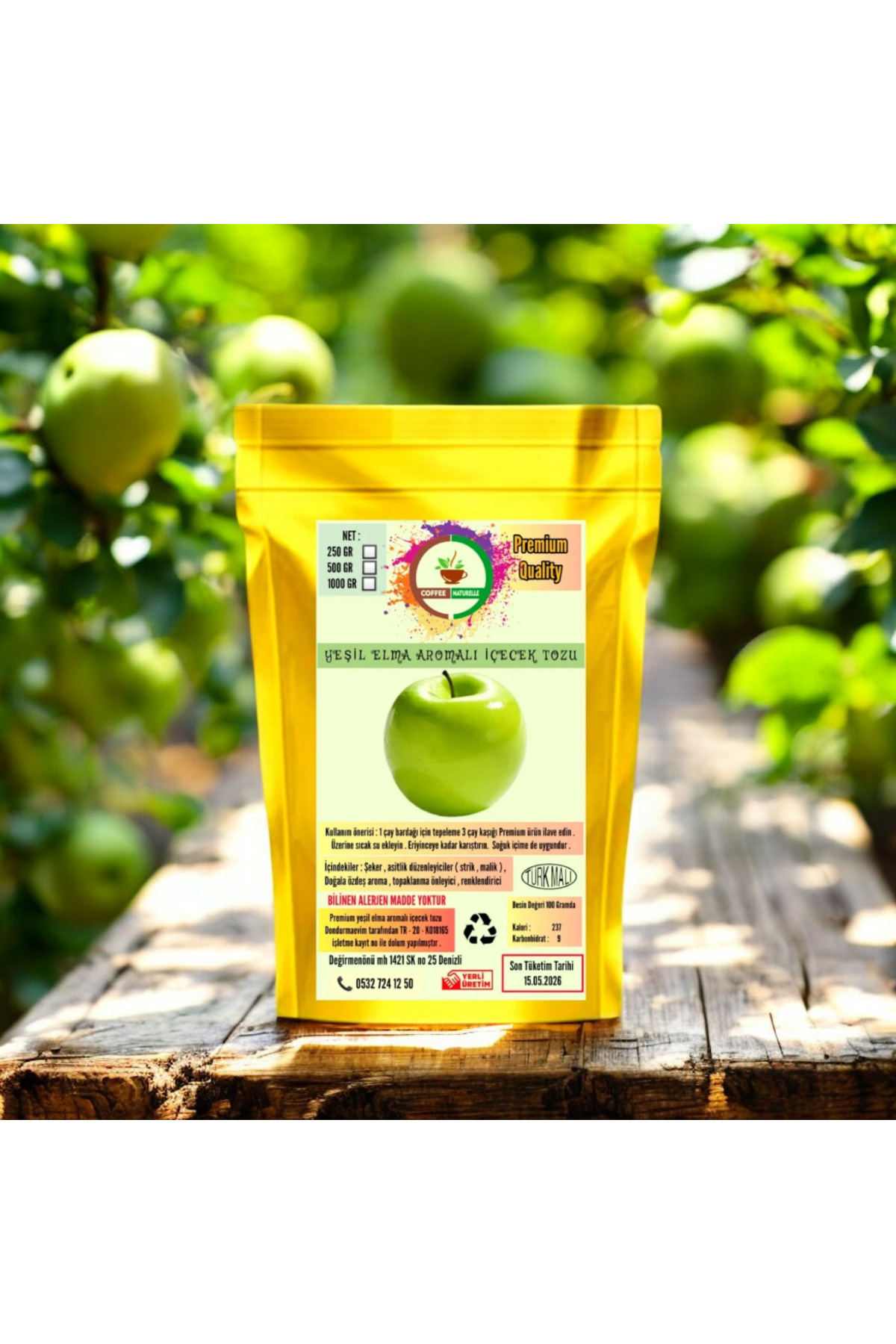 coffee Naturelle Yeşil elma aromalı içecek tozu - Oralet - 1 kg ...
