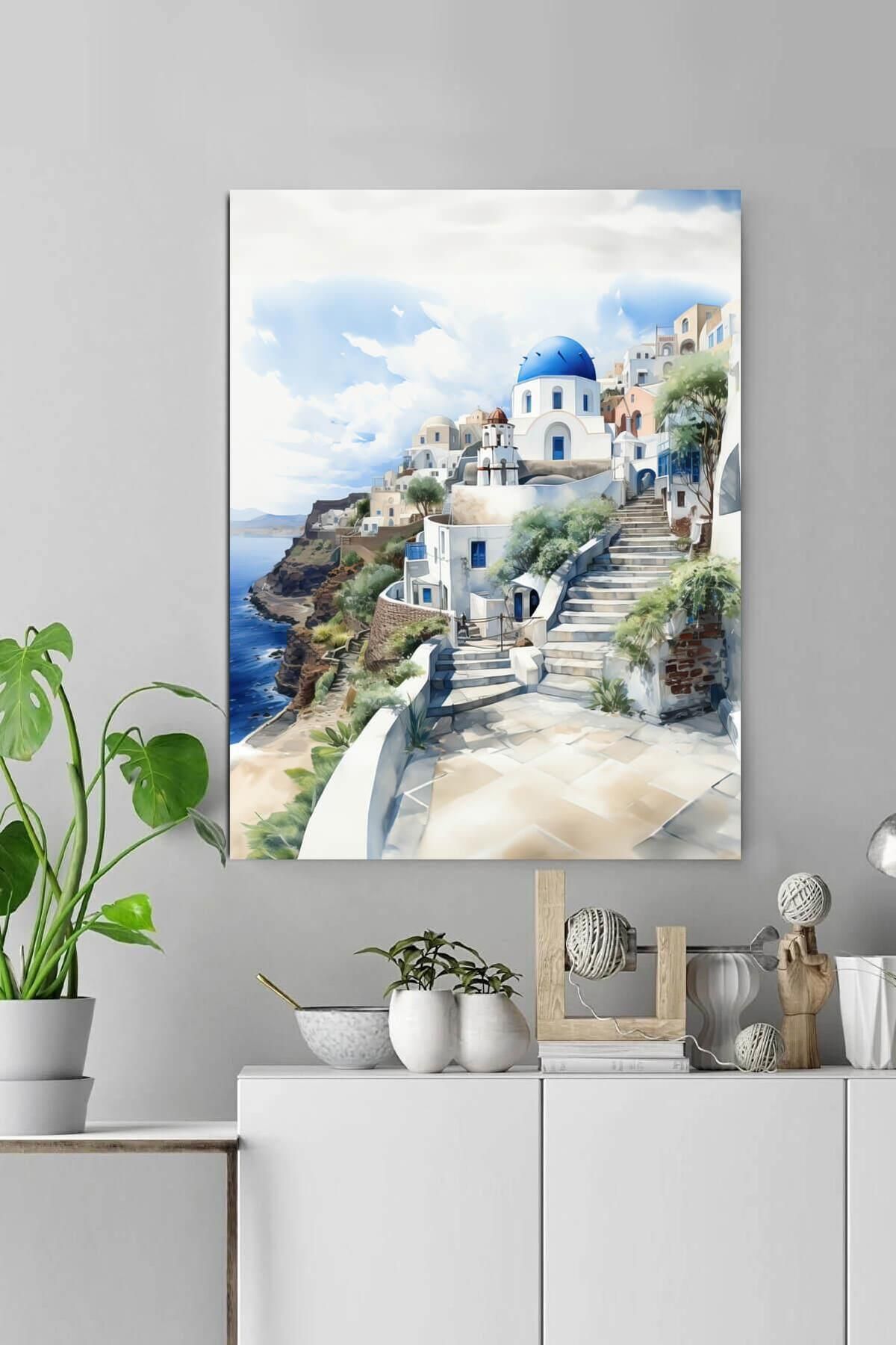 Vividale Denize Karşı Santorini Kanvas Tablo