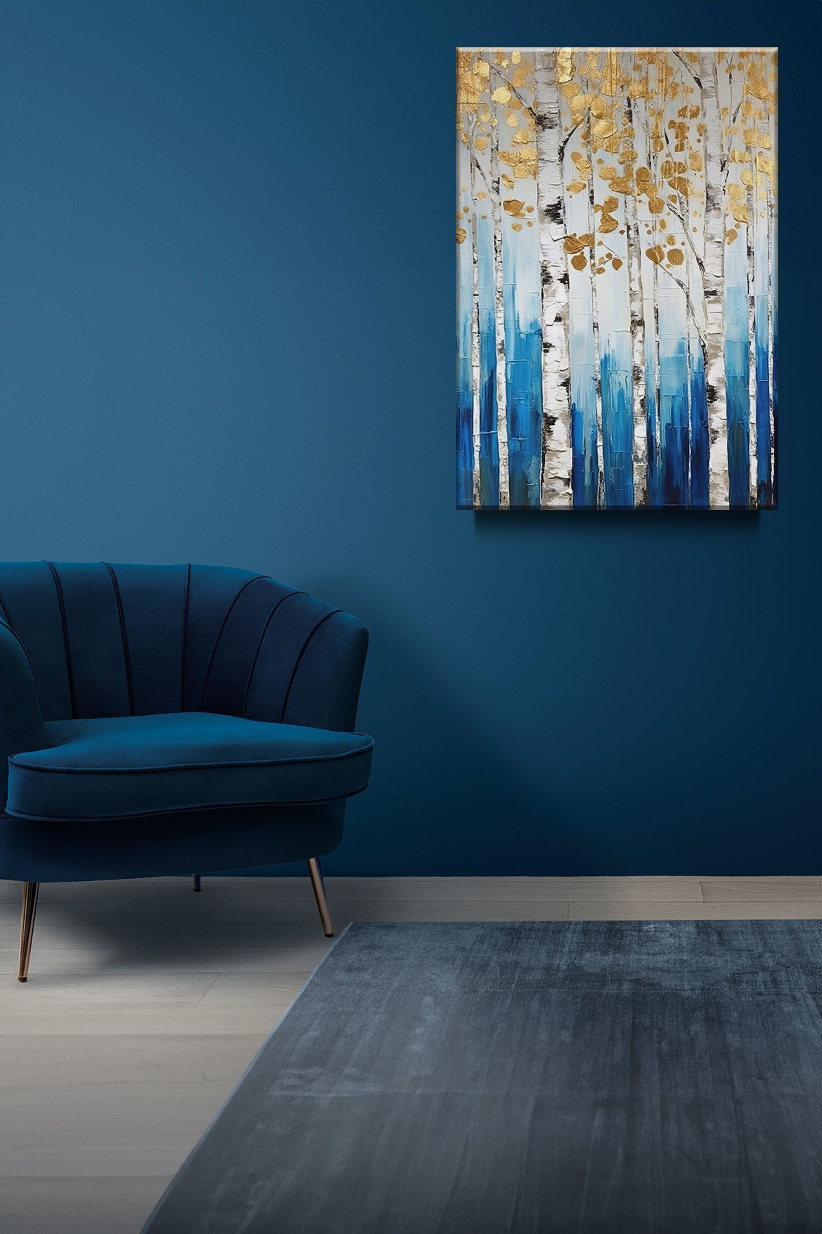 Vividale Gold Yapraklı Kavak Ağaçları Modern Kanvas Tablo Salon Oturmaa Yatak Odası Ofis Antre 0204