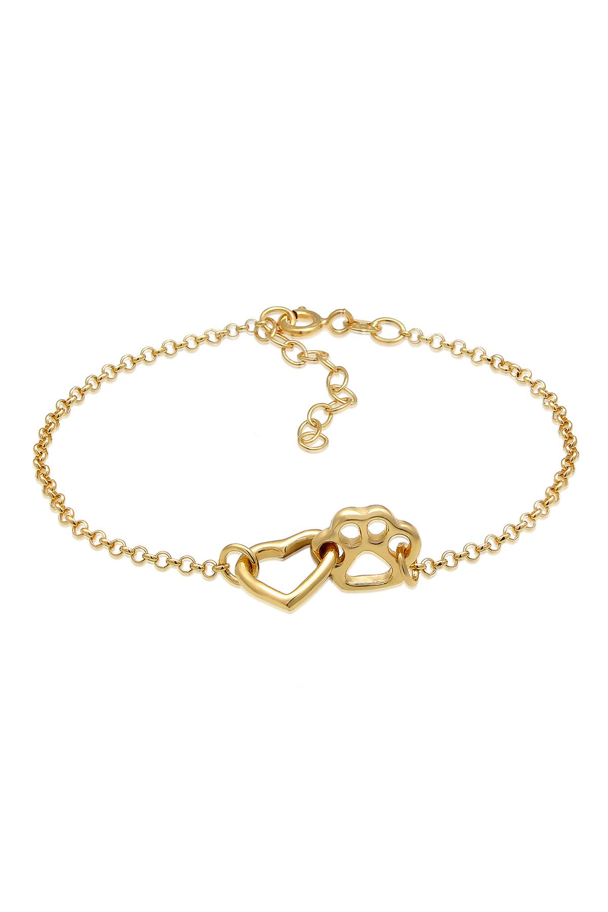 ELLI-Bracelet Children Paw Heart In 925 Sterling Silver Gold Plated 1