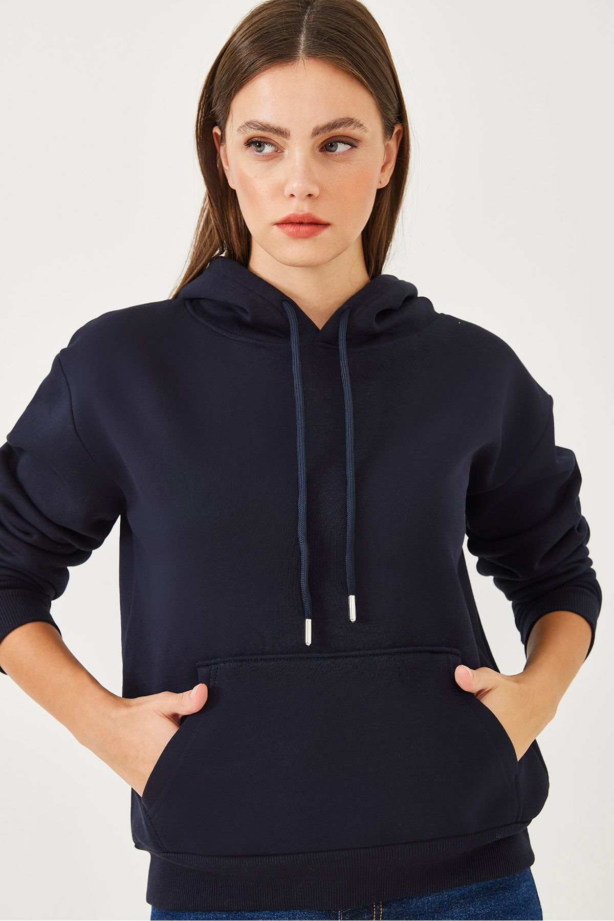 Bianco Lucci-Damen-Sweatshirt mit Kängurutasche MBHS012 60601012 2