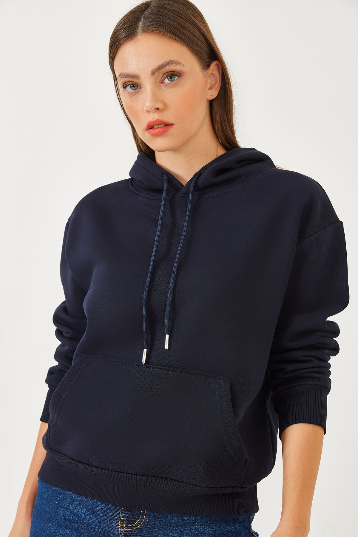 Bianco Lucci-Damen-Sweatshirt mit Kängurutasche MBHS012 60601012 1
