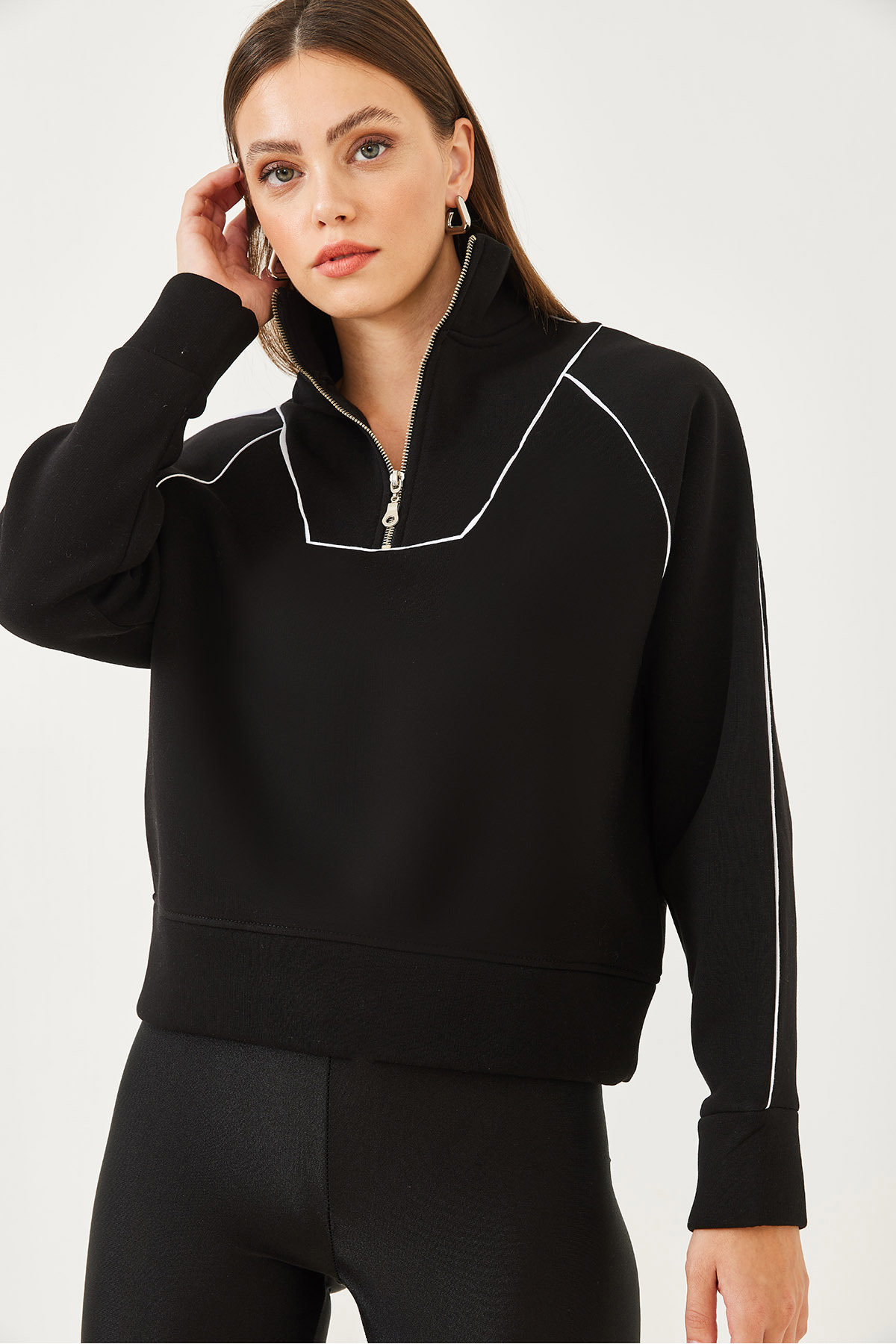 LUCCI Crop Half-Zip Oversized Sweatshirt 2