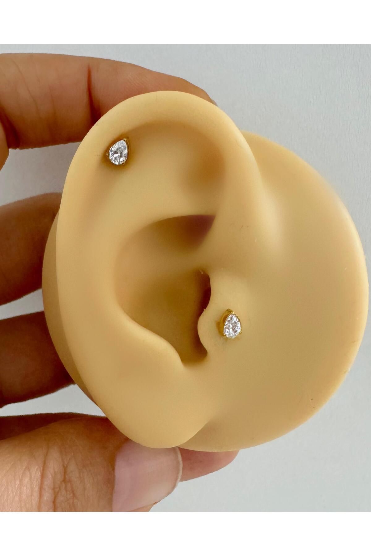 Arescollection-G23 Titanium Drop Zircon Stone Tragus Helix Conch Lobe Compatible Piercing 5