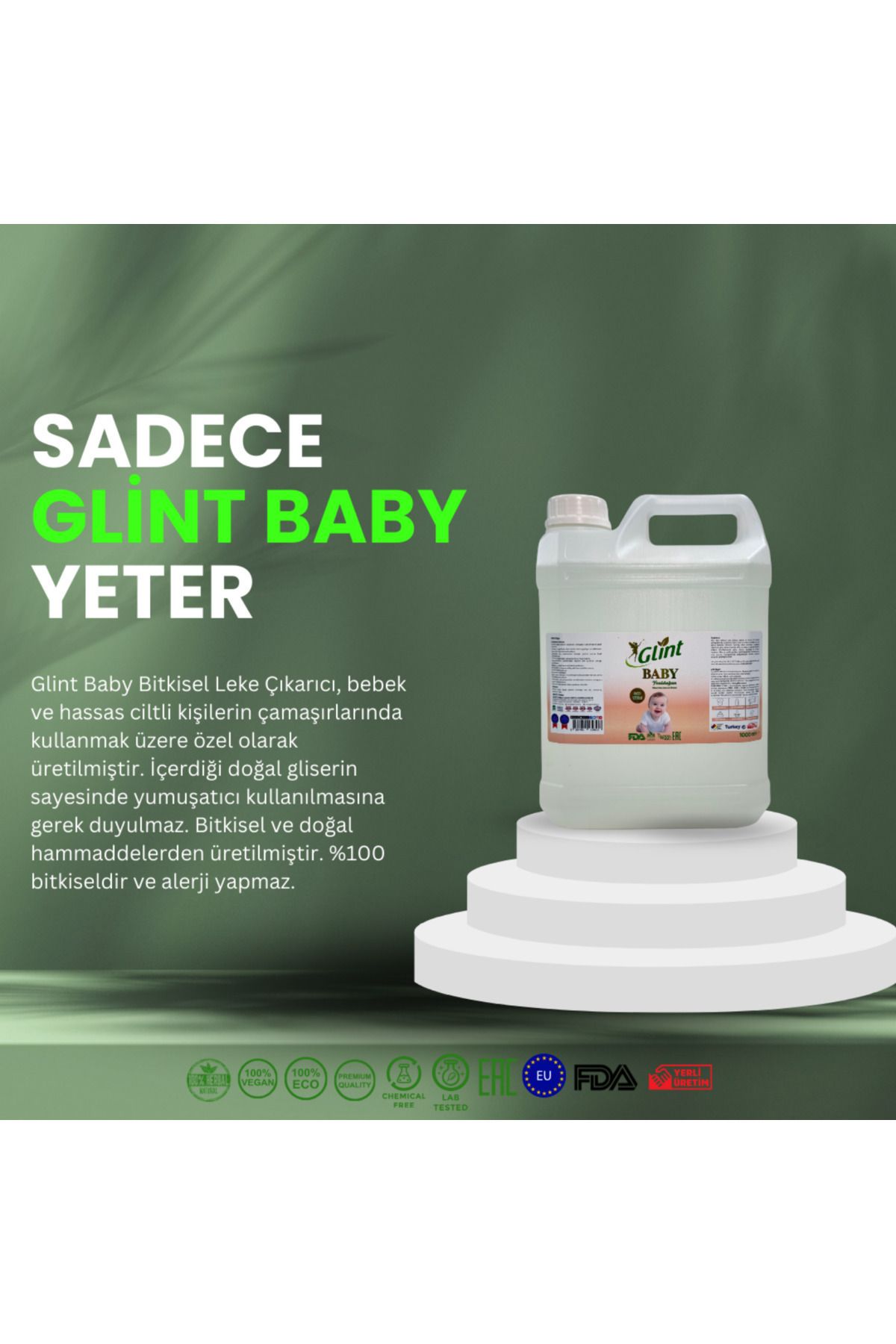 GLİNT Baby 5 Lt. %100 Bitkisel Bebek Yenidoğan Bebek Deterjanı Leke Çıkarıcı