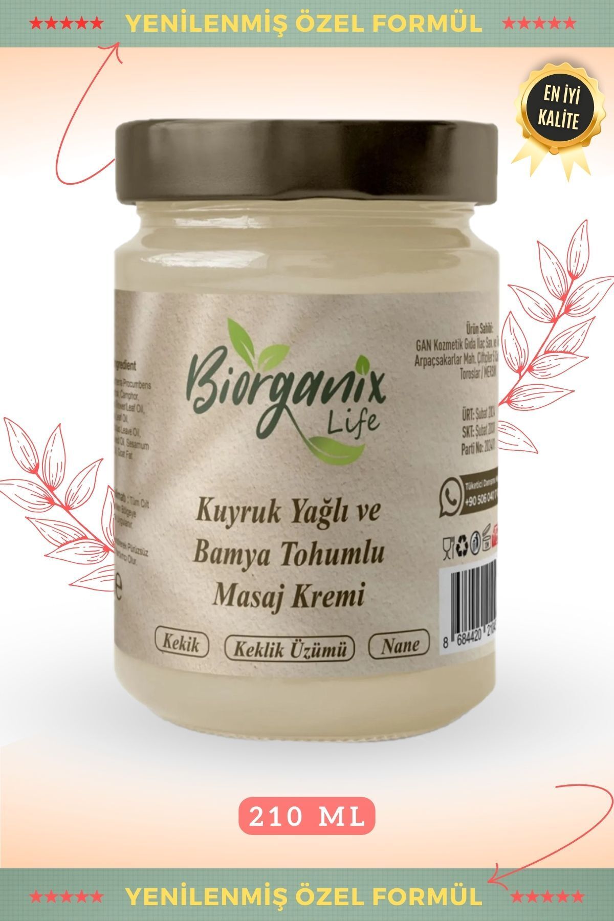 Biorganix Life Kuyruk Yağlı Ve Bamya Tohumu Yağlı Krem 210 ml