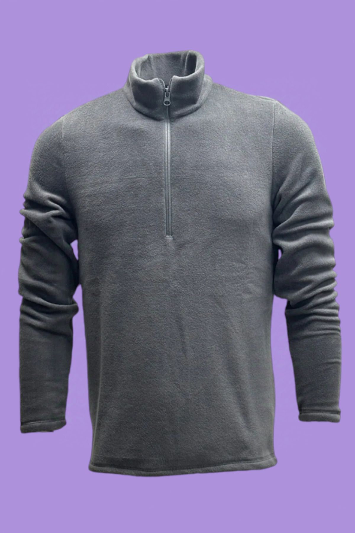 NJM SPORT WEAR Erkek Polar Füme Günlük Rahat Yarım Fermuarlı Dik Yaka Tüylenme Yapmayan Outdoor Polar Sweatshirt