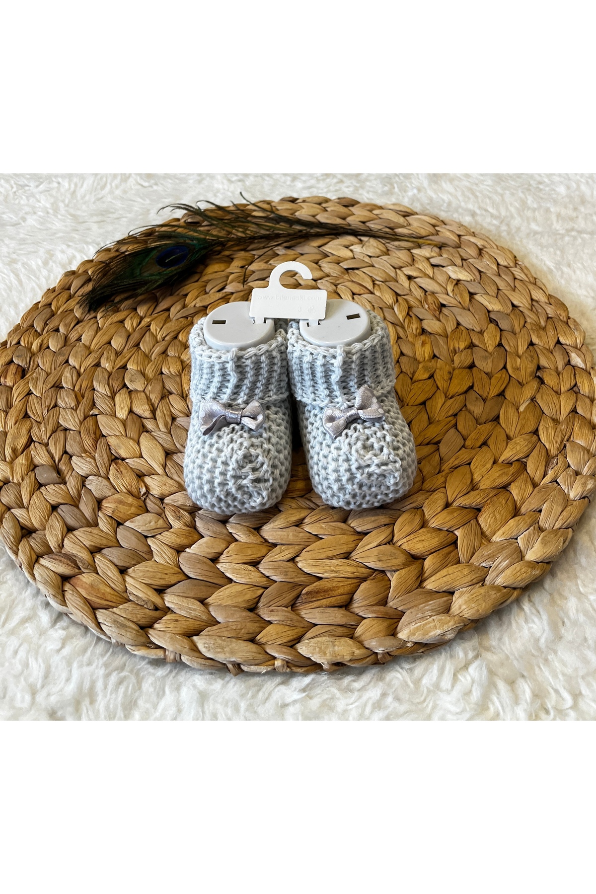 anne dokunuşu gibi KUZUM BEBE 3’lü Kurdeleli Mavi Gri Vizon Kız Erkek Bebek Triko Patik fotoğrafı 4 (önizleme)