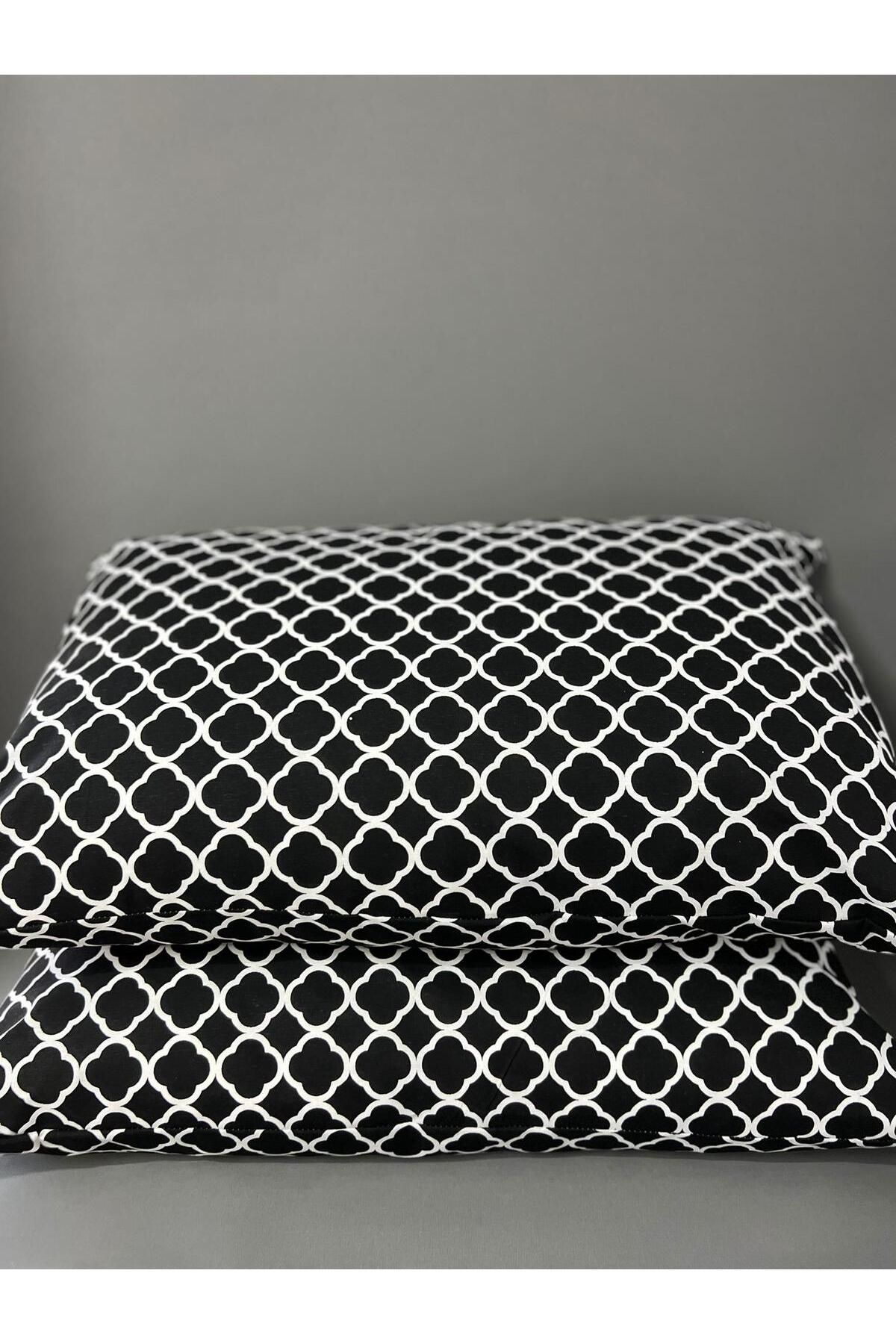 VODDİ-2 Pieces Patterned Zippered Cotton Pillow Case - Extra Soft Surface 1