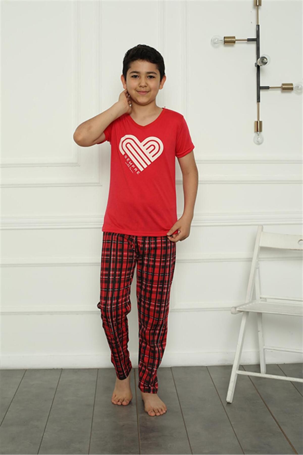 COXO Fashion`S Moda Çizgi Boy Combed Cotton Pajama Set 20391