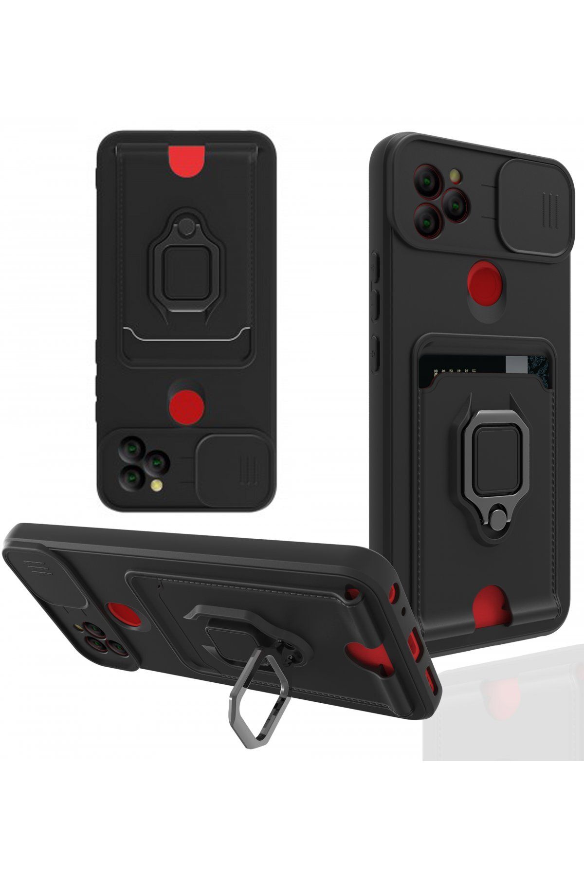 cepmoda General Mobile GM 22 - iP Askılı Kamera Sürgülü Neck Rope Çok Amaç Kılıf/Kapak - SİYAH