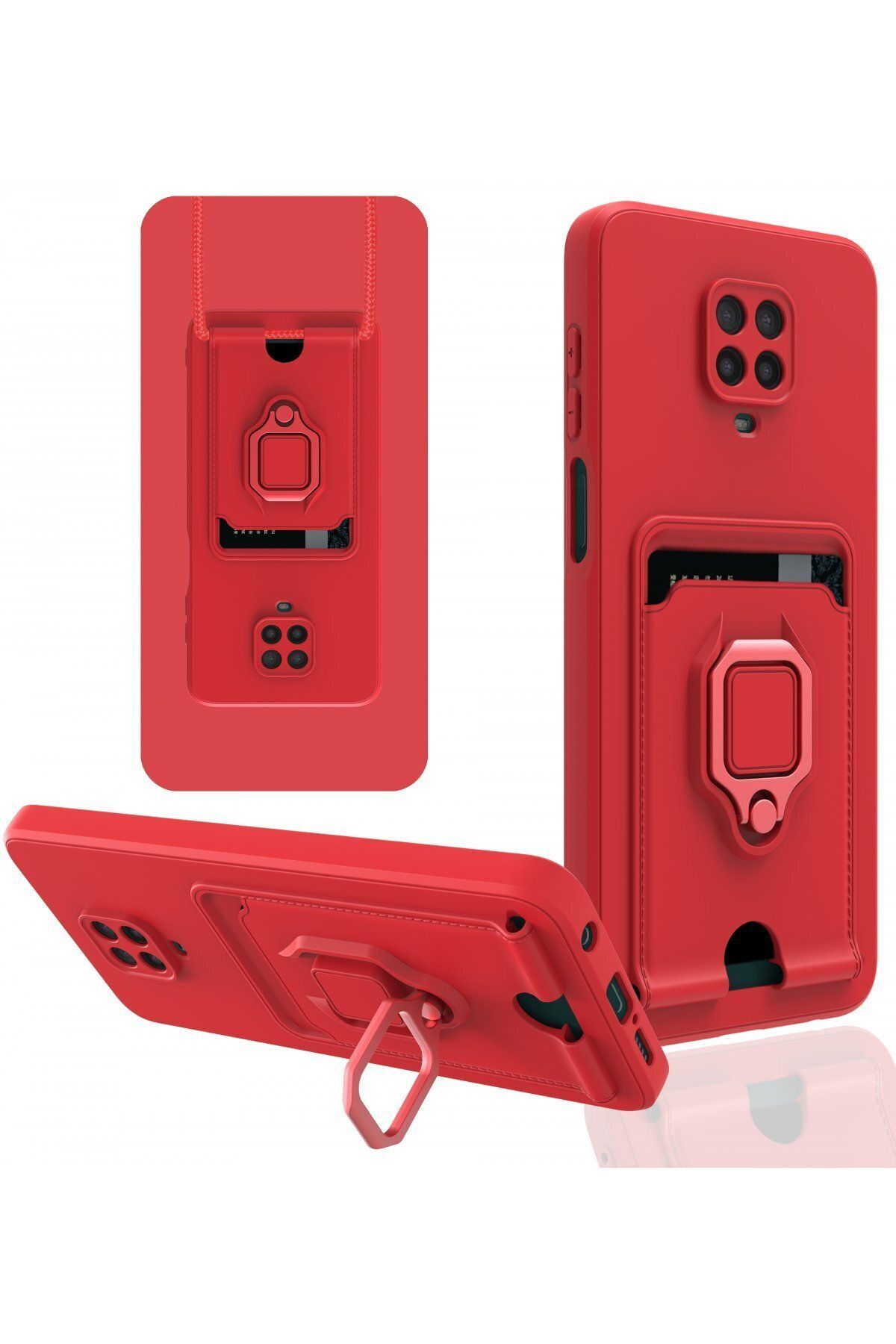 cepmoda Xiaomi REDMİ NOTE 9 PRO - iP Askılı Kamera Sürgülü Neck Rope Çok Amaç Kılıf/Kapak - KIRMIZI