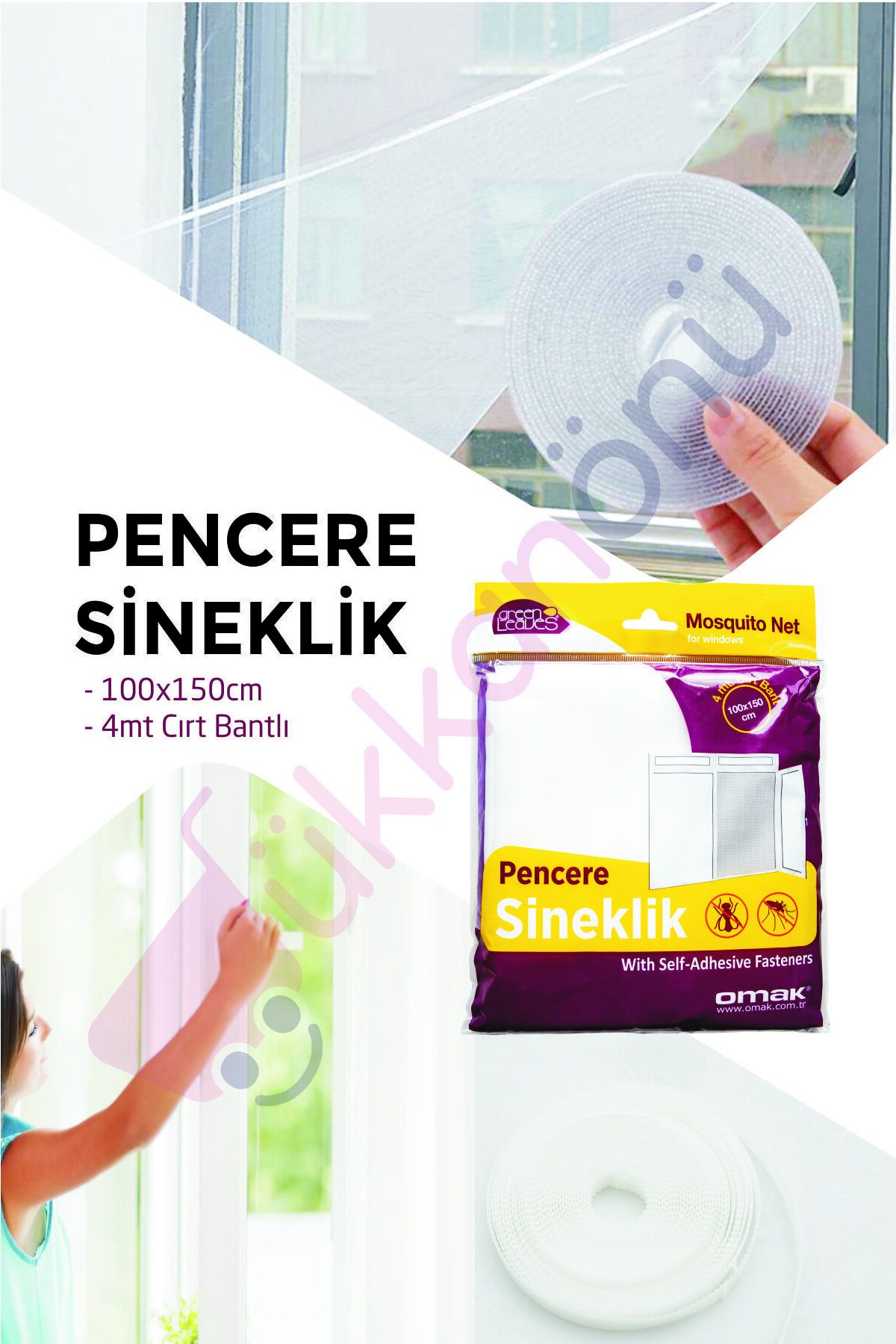 Dükkanönü Pencere Sineklik Hazır Pencere Sinekliği Cırt Bantlı 100x150 cm