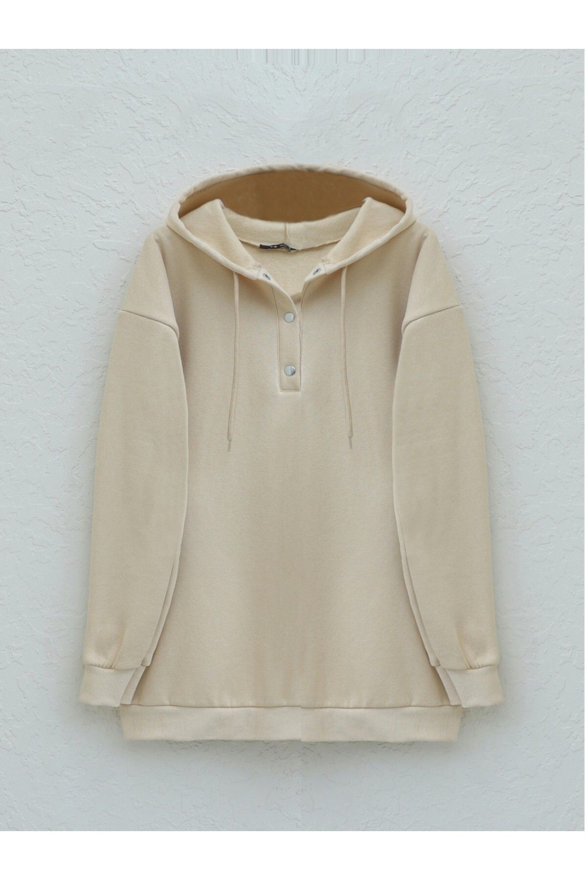 Modamorfo Bluza Z Kapturem Raised Three Thread Sweat Z Zapięciem Na Zatrzaski Na Kołnierzu - Light Mink Kobieta - M