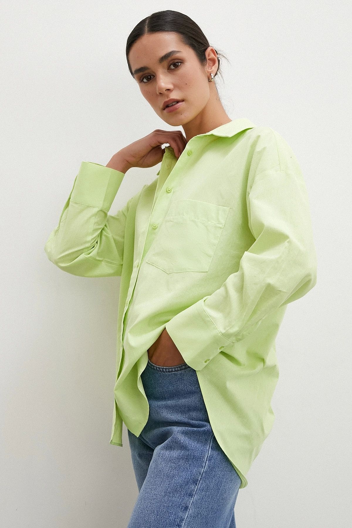 Never more-Green Regular Fit Poplin Shirt 5