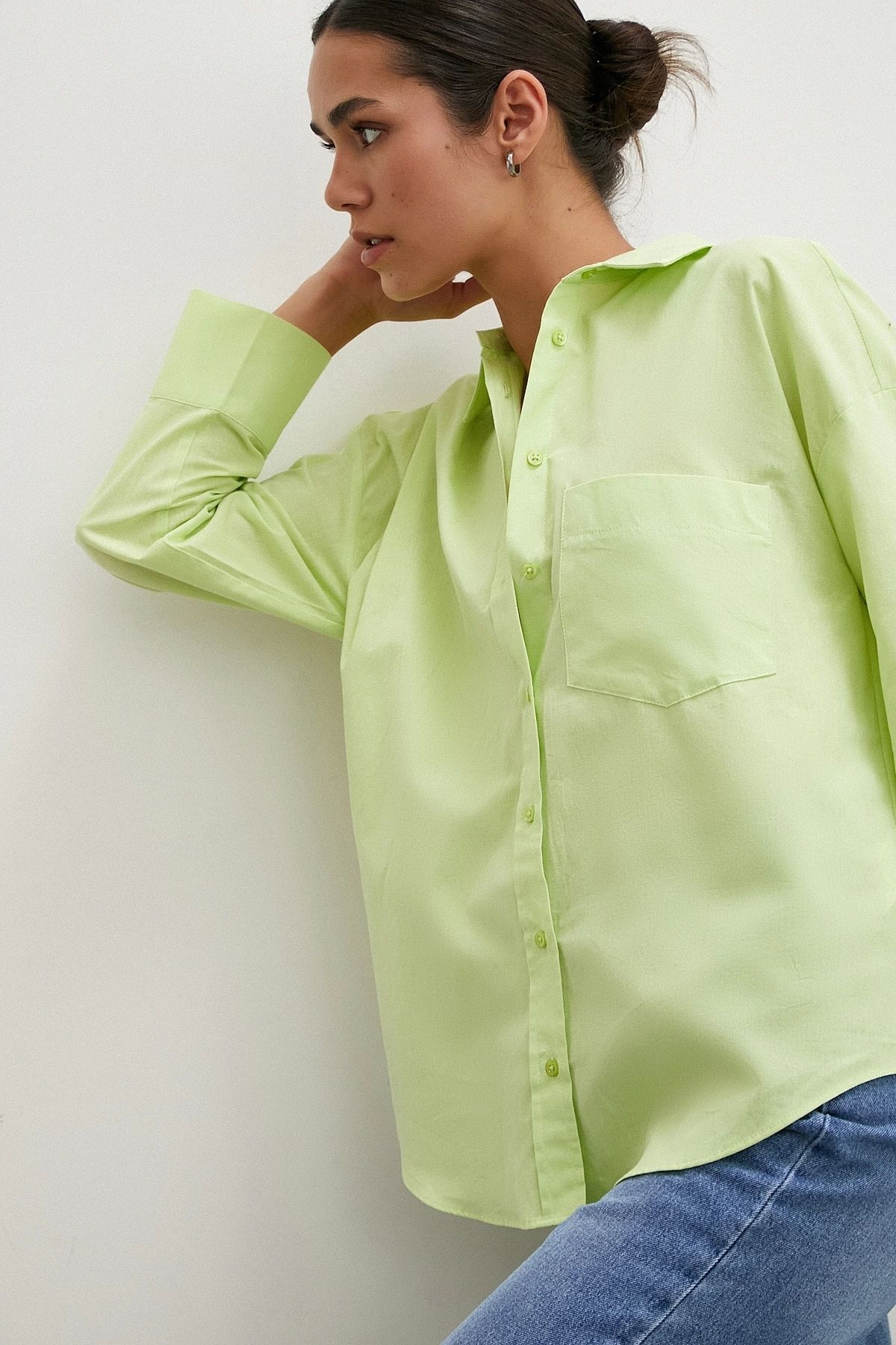 Never more-Green Regular Fit Poplin Shirt 6