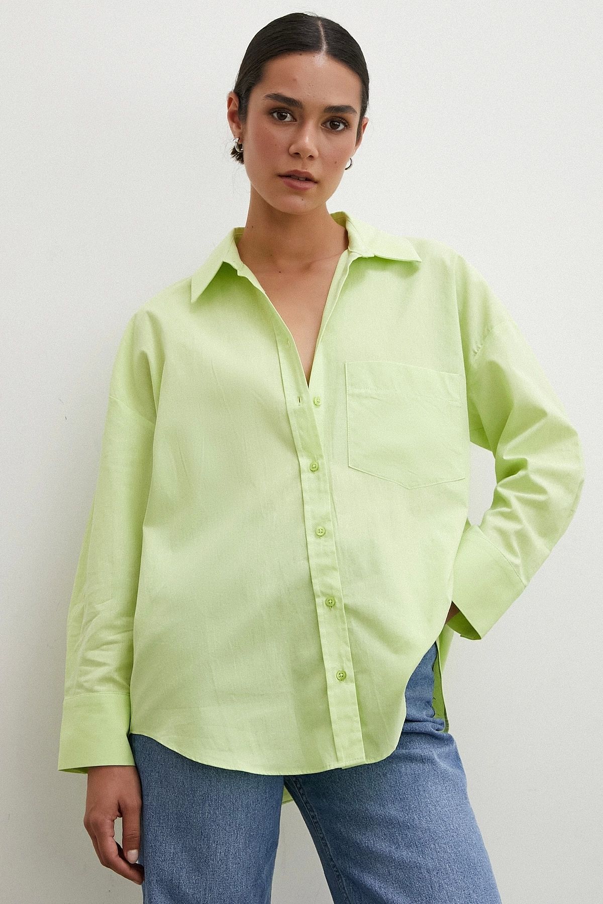 Never more-Green Regular Fit Poplin Shirt 1