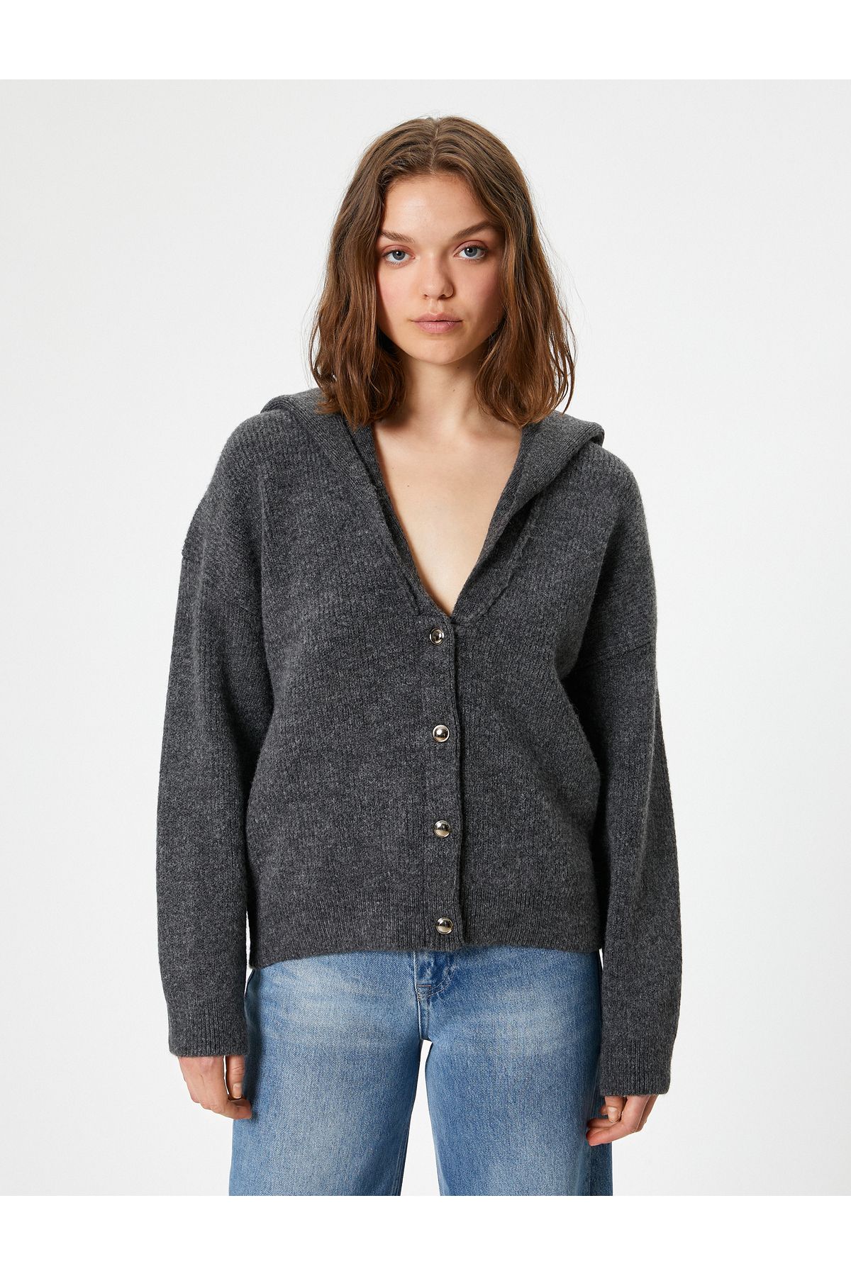 Koton-V-Neck Hooded Cardigan 3