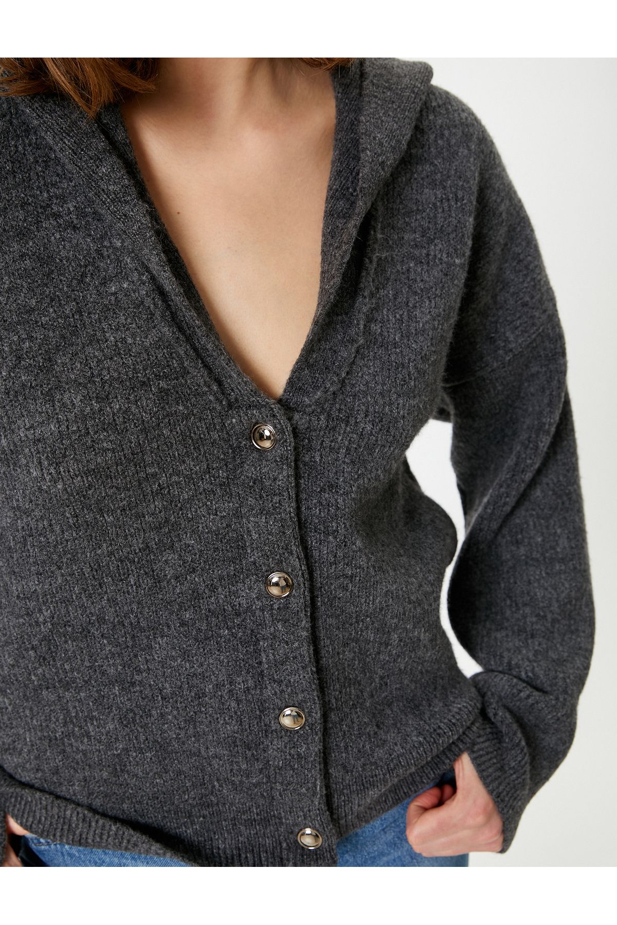 Koton-V-Neck Hooded Cardigan 5