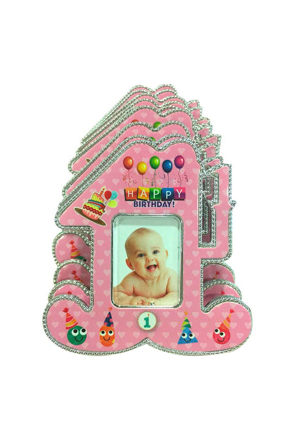 ZERO LAND - 25 adet Plastik 1 Yaş Mini Fotoğraf Çerçevesi Pembe YKTSN
